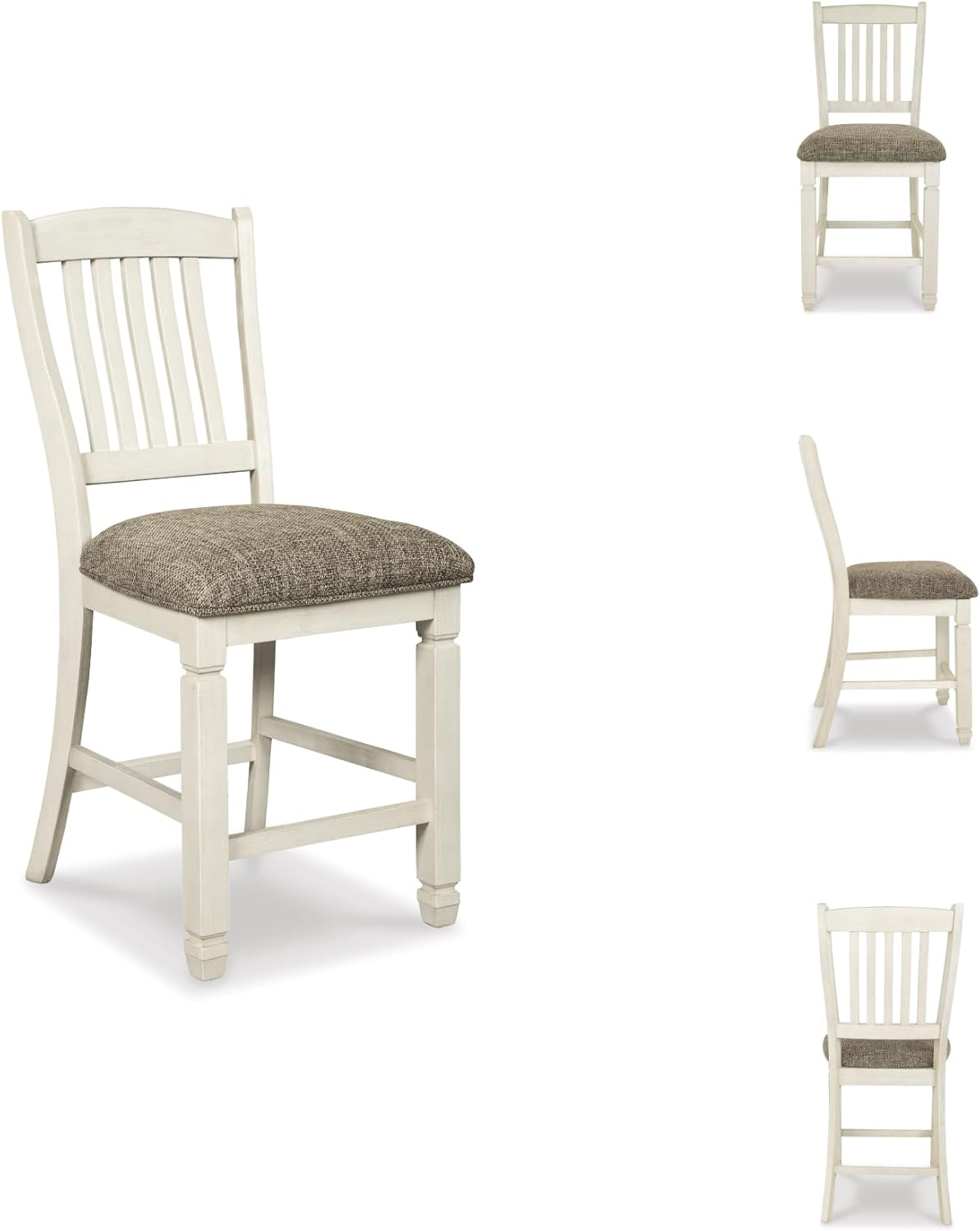 Signature Design by Ashley Bolanburg 24" Counter Height Farmhouse Barstool, 2 Count, Antique White