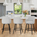 LUE BONA Swivel Bar Stools Set of 3, 26" Counter Height Bar Stools with Ergonomic Semi-Enclosed Back, Fabric Upholstered Barstools with Spring Cushion for Kitchen Island, Light Gray