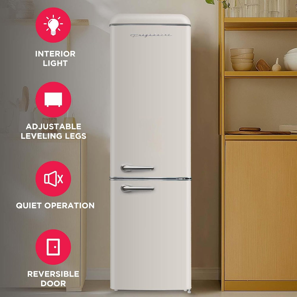 Frigidaire Retro 9.2 Cubic Foot Fridge with Bottom Mount Freezer, 9.2 cu. ft, Vanilla