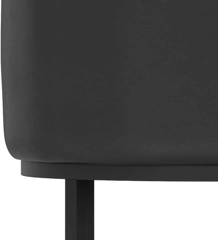 LUE BONA 27" H Counter Height Bar Stools Set of 3, Modern Barrel Counter Stools with Backrest and Arms, Black Metal Frames,Faux Leather Upholstered Accent Barstools for Kitchen Island,Black