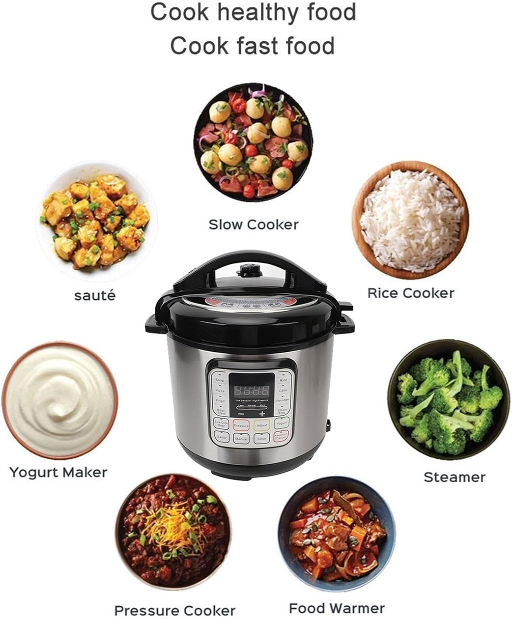 16 in 1 Multi Cooker, Dishwasher Stainless steel Pressure Cooker for Slow Cooker Rice Cooker Steam Pot Food Warmer (US Plug 110V)