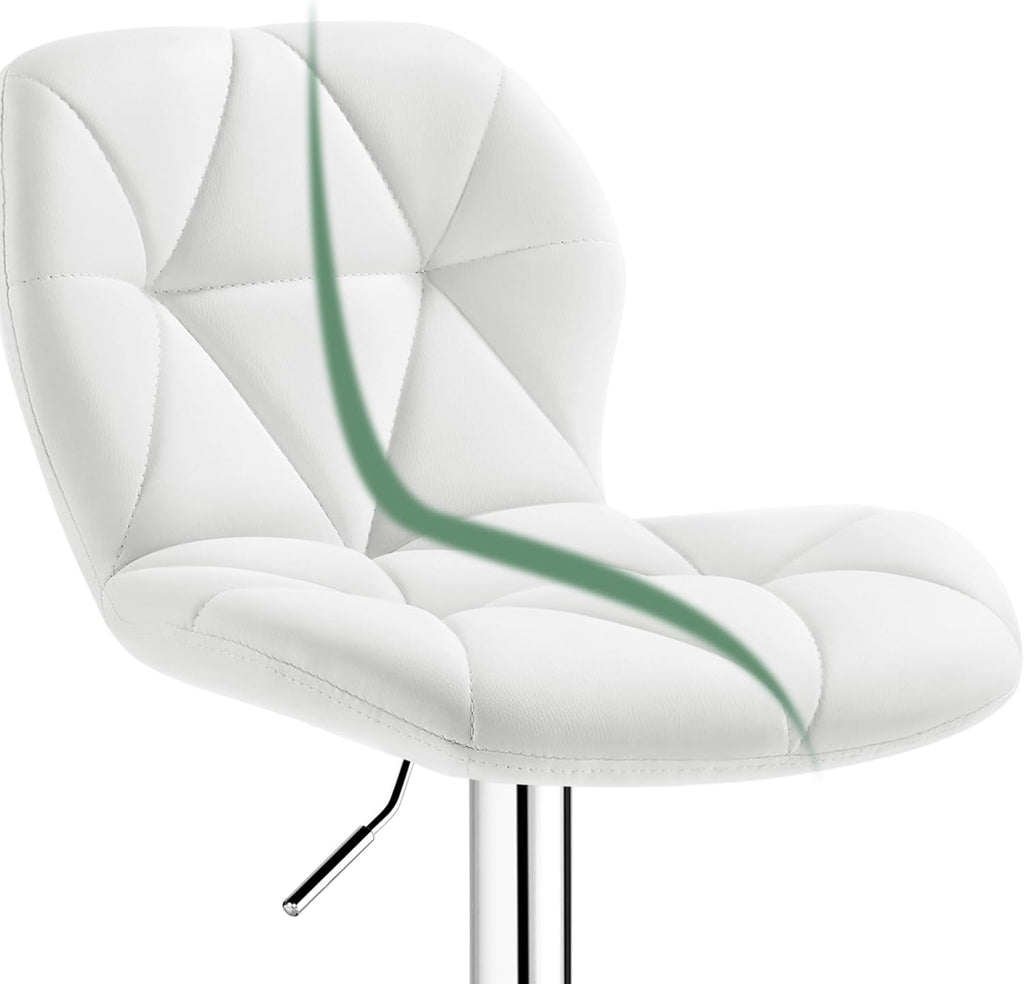 Yaheetech Bar Stools Set of 4, Modern Adjustable Kitchen Island Chairs with Back, 300 lbs Capacity PU Leather Swivel Counter Height Stools, White