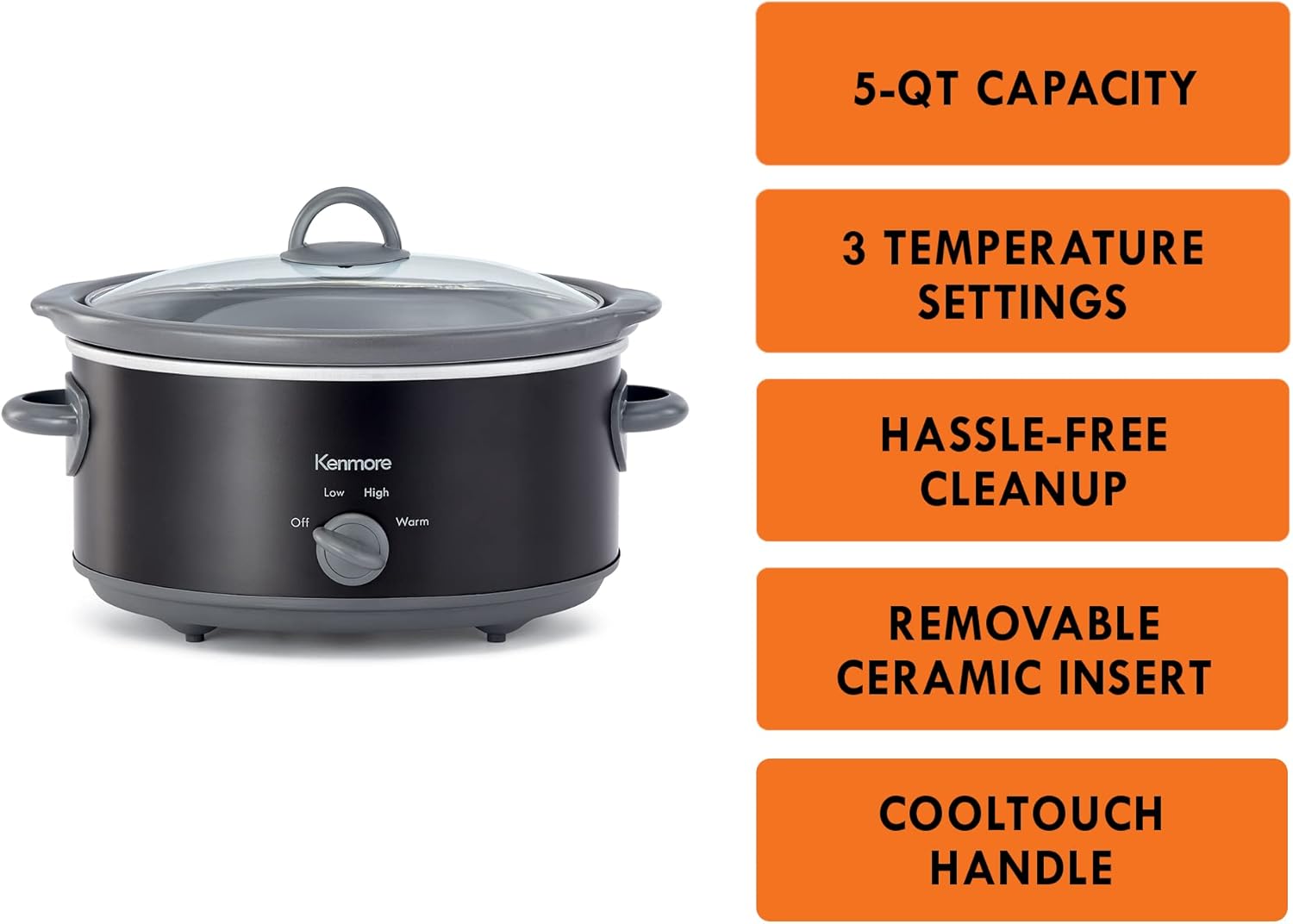 Kenmore 88918 5 Quart Slow Cooker in Black