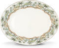Lenox Serveware, British Colonial Serving Platter, Oval Shape, 15.75-Inch, Porcelain Material, Dishwasher Safe, Turkey Platter for Thanksgiving, Winter Hosting, Christmas Serving (White, 1 Piece)