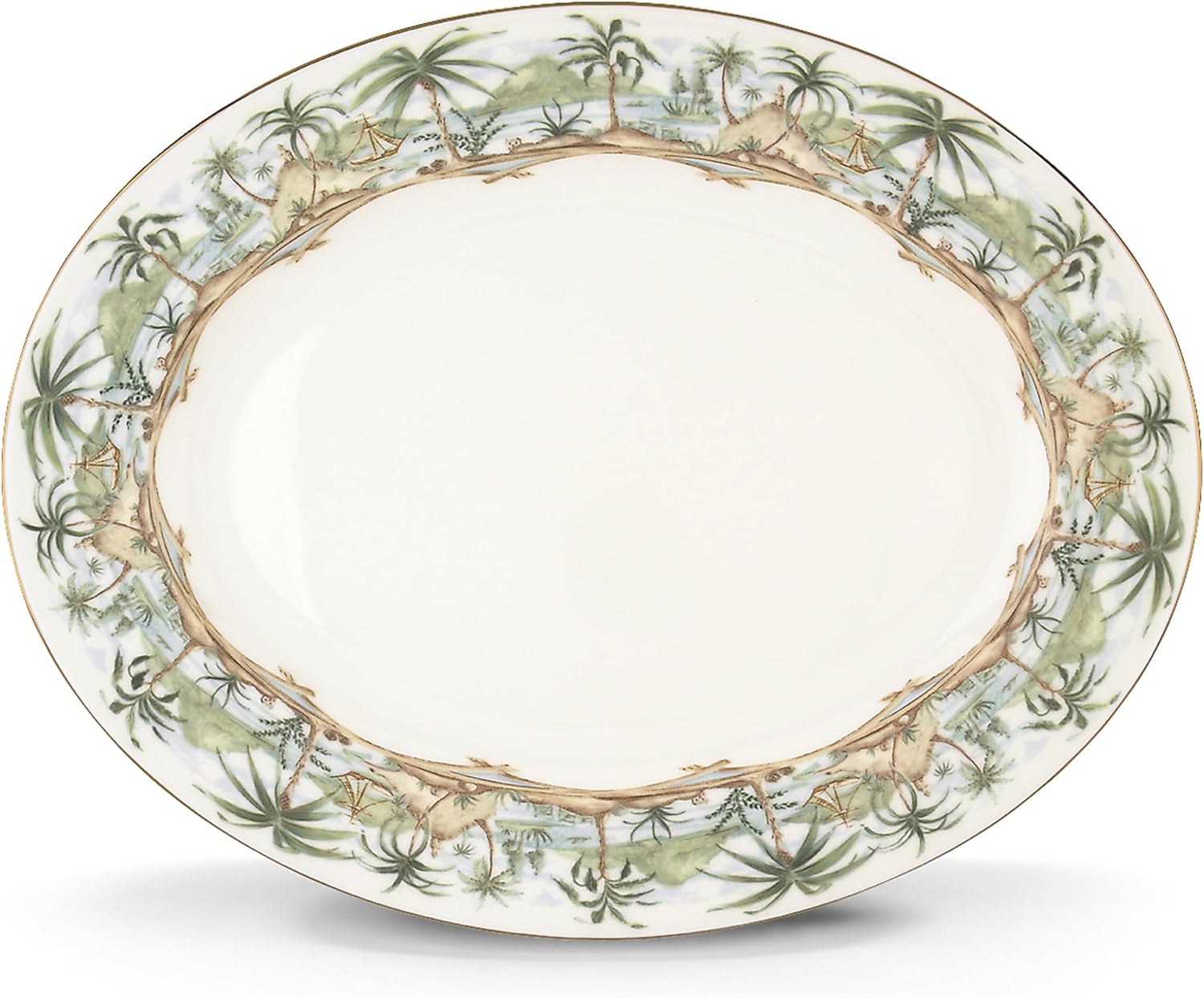 Lenox Serveware, British Colonial Serving Platter, Oval Shape, 15.75-Inch, Porcelain Material, Dishwasher Safe, Turkey Platter for Thanksgiving, Winter Hosting, Christmas Serving (White, 1 Piece)