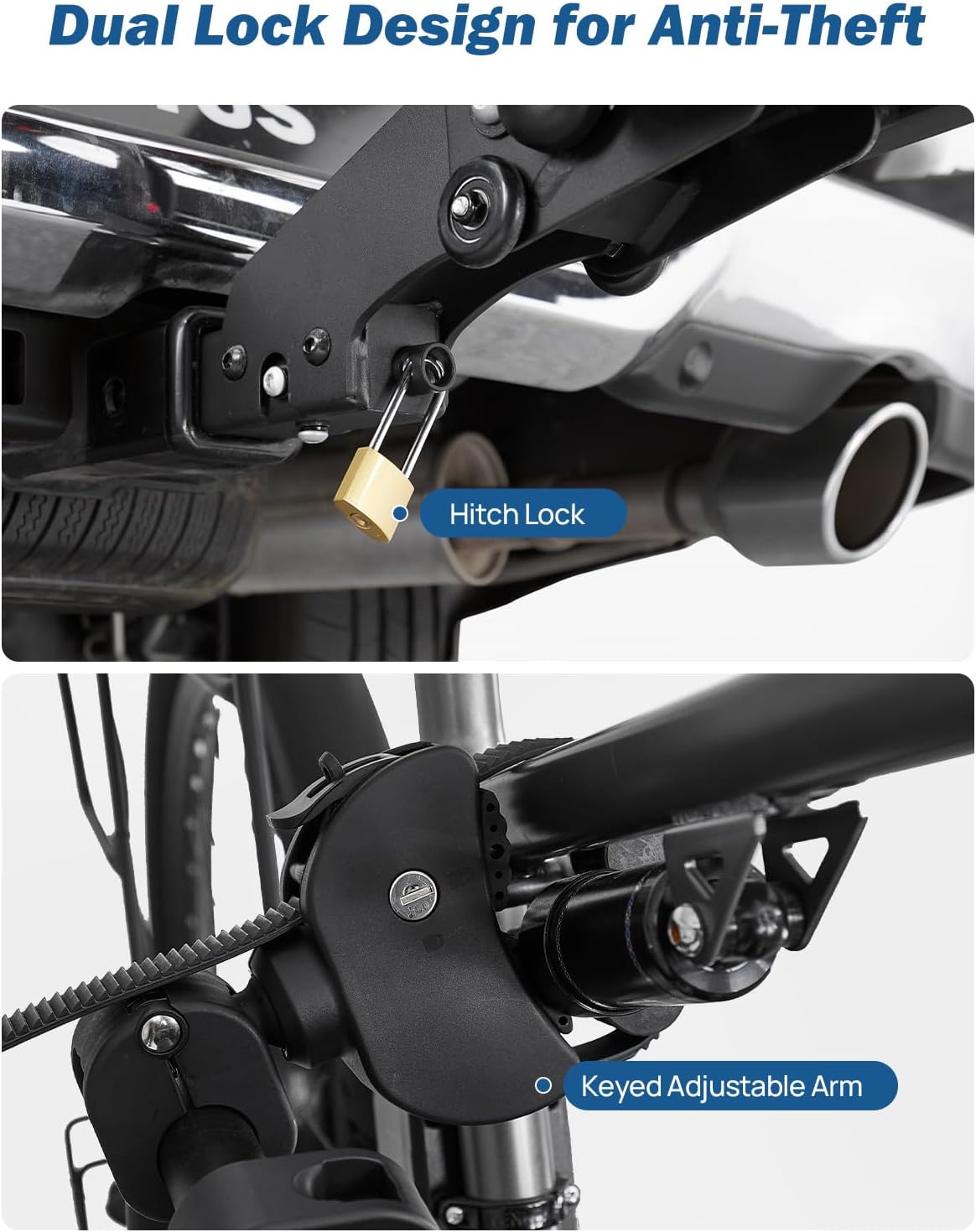 JOYTUTUS Hitch EBike Rack with Ramp for 2 E-Bikes, 200 LBS Capacity Electric Bike Rack for Cars SUVs Trucks, Easy Tilting Foldable Bike Carrier Platform Mount for 2" Receiver, Fits up to 5" Fat Tire