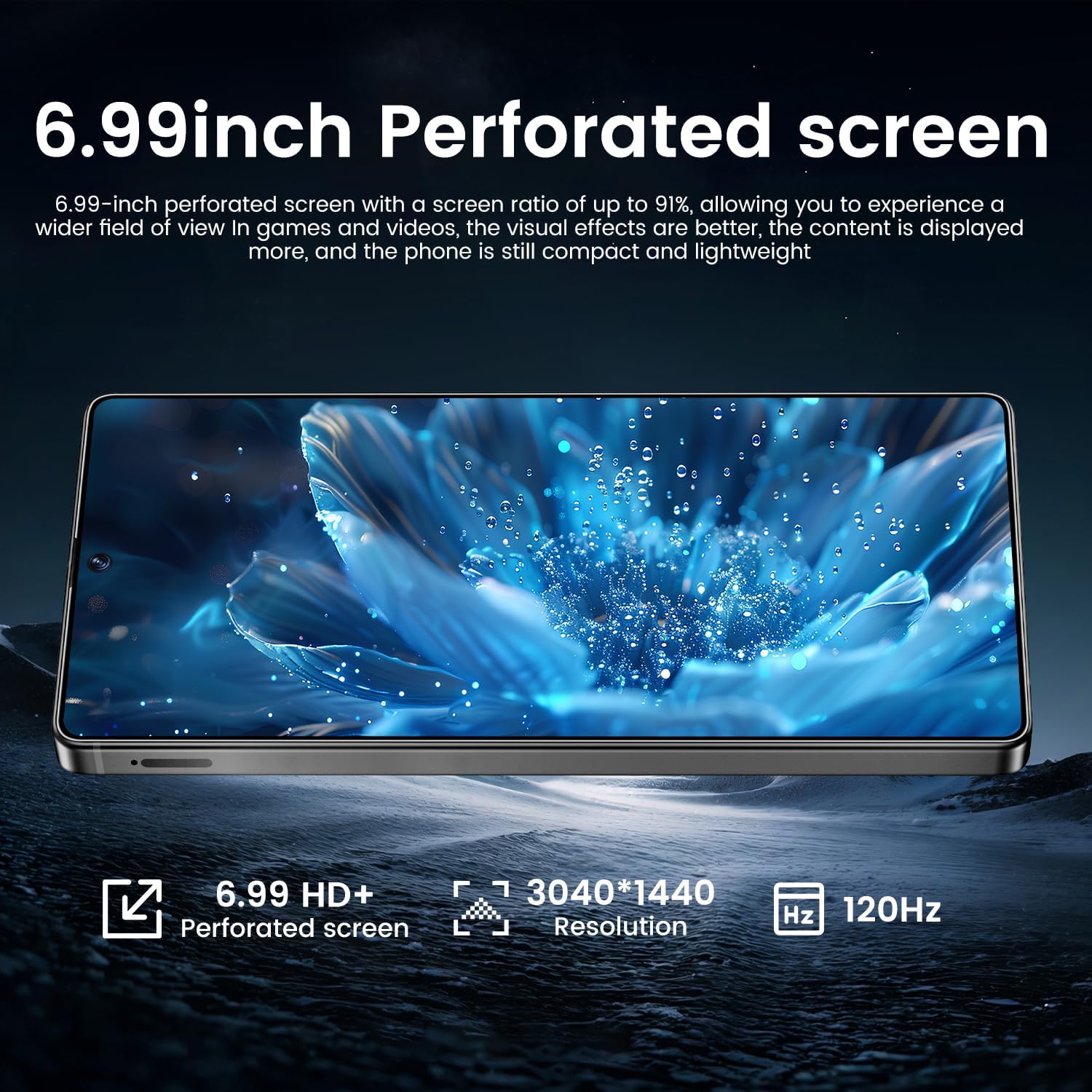JQAKP I25 Ultra Smartphone 16+512GB | Android 14 | Snapdragon 8 Gen 3 | 68MP+108MP Dual Camera | 7000mAh Battery | 6.99" FHD+ Display | Outperform Competitors in Speed & Power (Black)