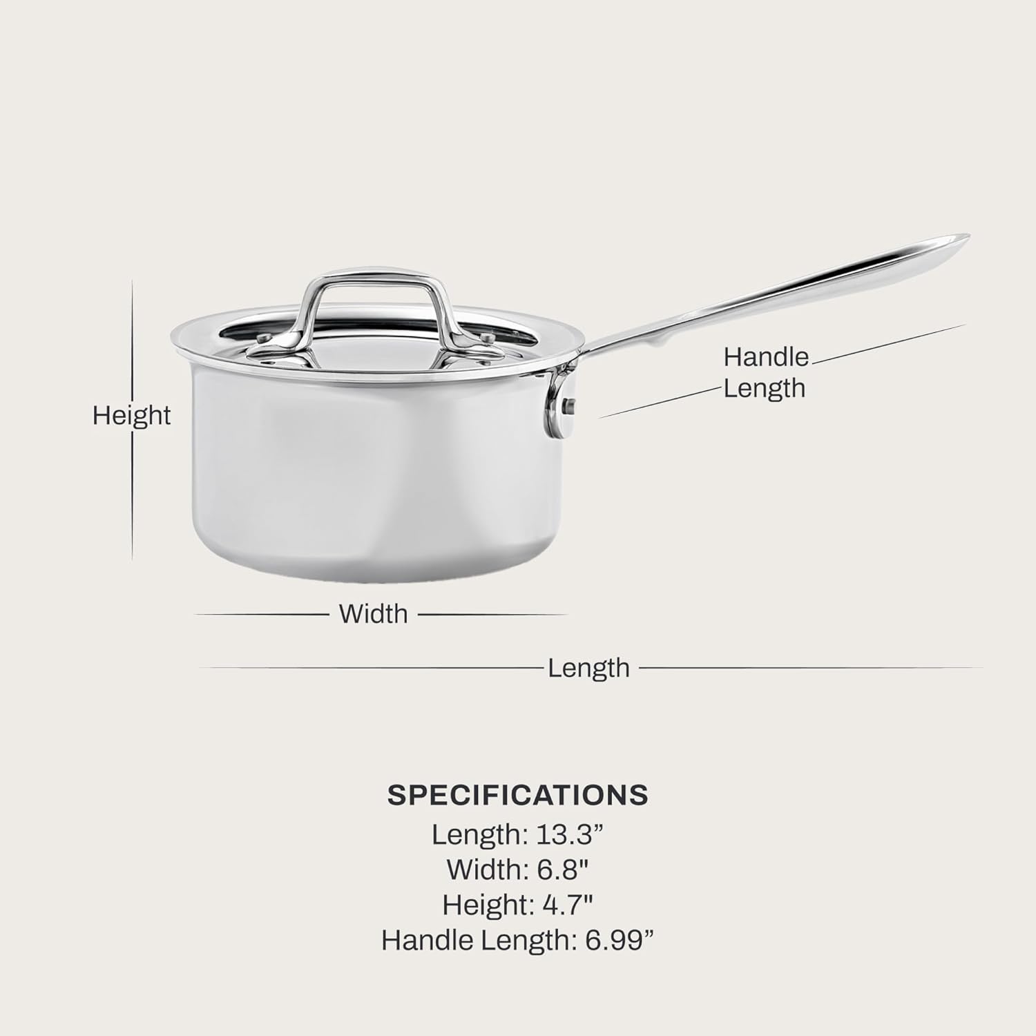 All-Clad D3® Stainless Steel 1.5 Quart Sauce Pan With Lid- Made in the USA- The Original Bonded Professional Cookware- Oven Safe & Induction Compatible