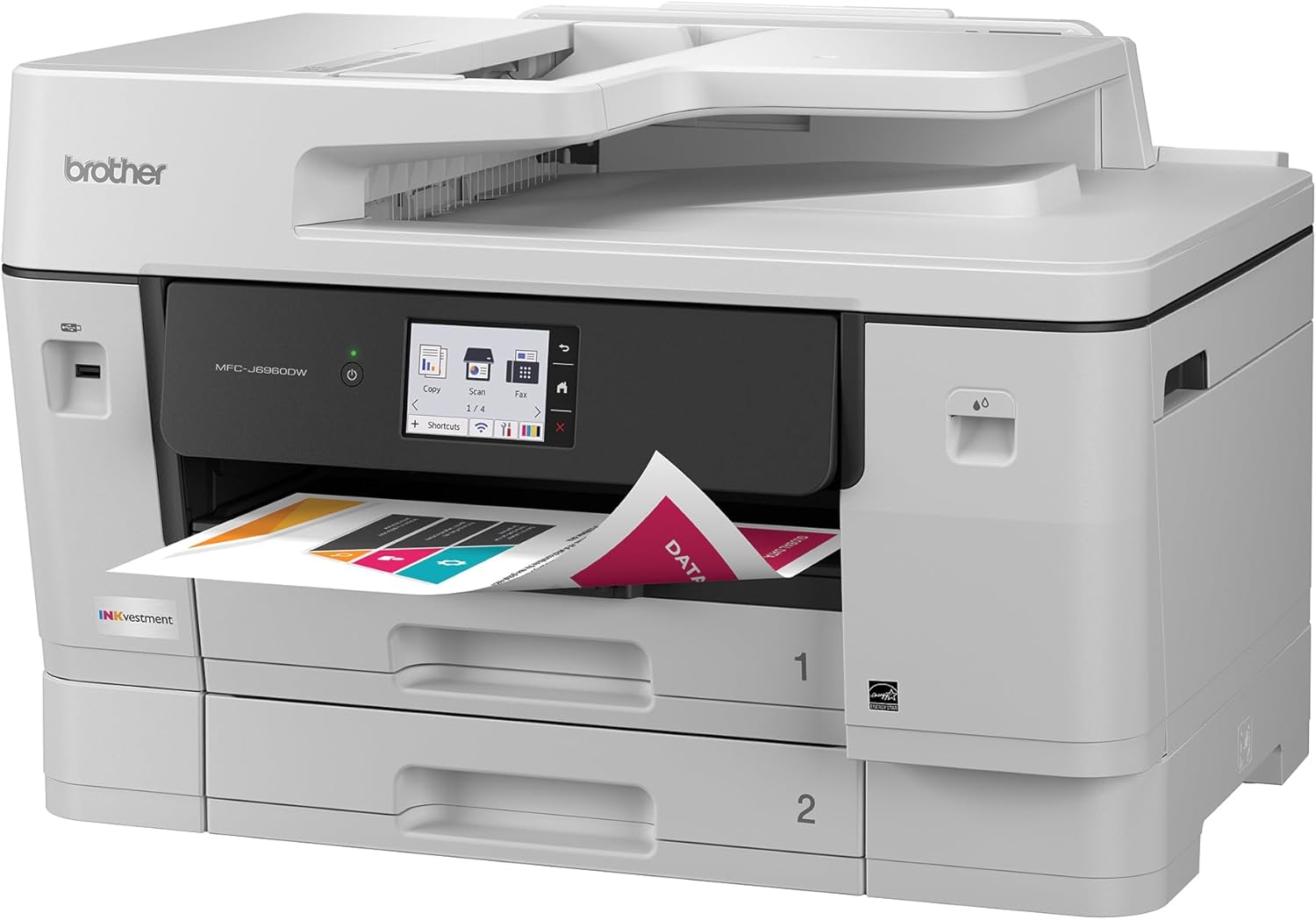 Brother INKvestment 6960 Wireless Color Inkjet All-in-One Printer with 11”x17” Capabilities and 3.5” Color Touchscreen | Includes Refresh Subscription Trial(1) (MFC-J6960DW)
