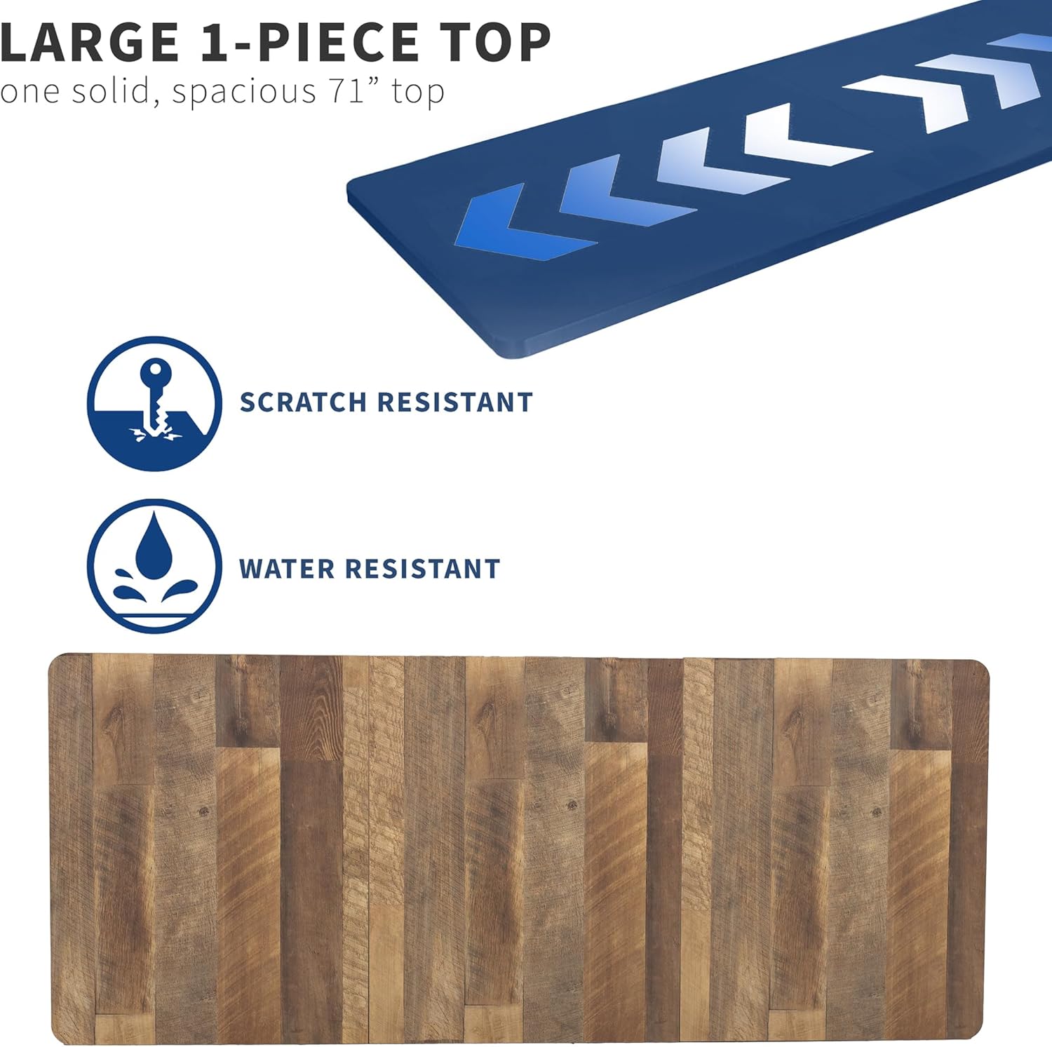 VIVO Universal 71 x 30 inch Table Top for Standard and Sit to Stand Height Adjustable Home and Office Desk Frames, Reclaimed Wood Desktop, DESK-TOP72-30P
