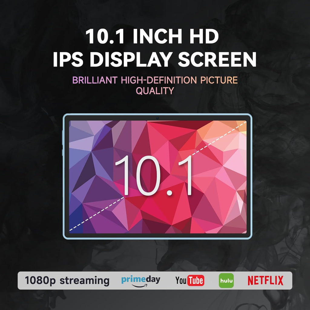HNVHNV Tablet 10 inch Android 13 Tablets, 6GB RAM 64GB ROM, Quad-Core Processor, 1280x800 LCD Touch Screen, WiFi, GMS, Dual Camera, Bluetooth, 6000mAh Battery (Blue)
