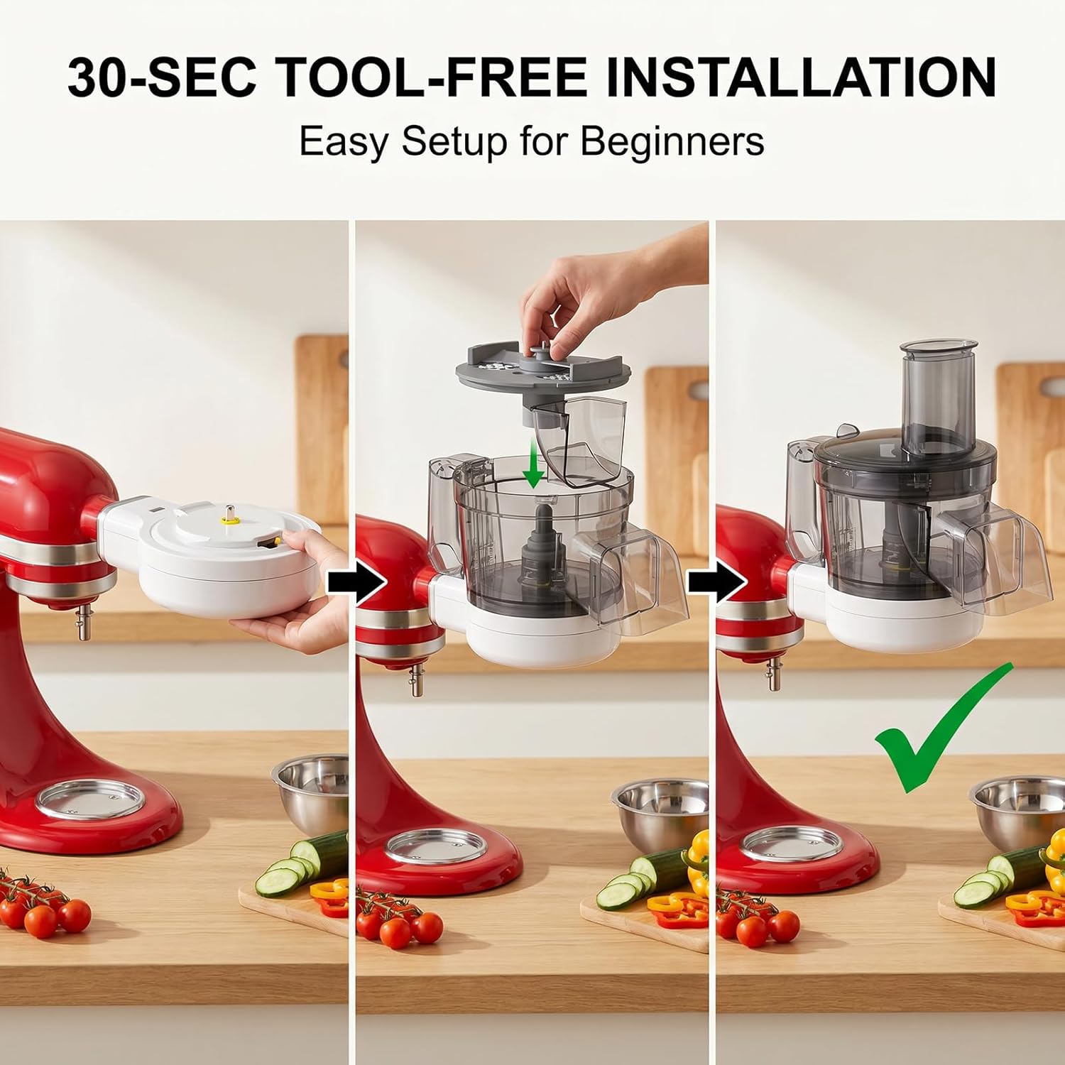 GVODE 5-in-1 Food Processor Attachment for KitchenAid, Multifunctional Chopper with Dicing/Slicing/Shredding/Strip Cutting/Sauce Discs and Storage Case