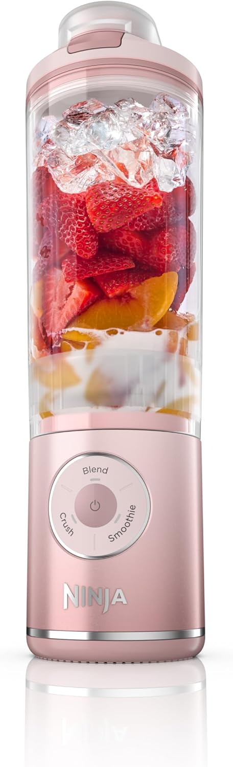 Ninja Blast Max, Portable Blender + Twist & Go, Personal Smoothie, Blend, Ice Crush, 3 Programs, Cordless, 22 oz removable Vessel, Dishwasher Safe, Leakproof, Pink, BC251PK