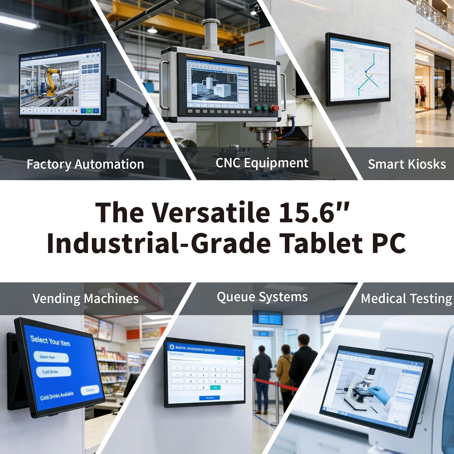 15.6" All-in-One Panel PC Industrial Computers, Android 12 Fanless Tablet RK3399 4GB RAM/64GB ROM, Embedded Touchscreen Computer HDMI 2.0 WiFi 5 Bluetooth 4.2 for Office/Automation/Kiosk/Bar/Warehouse