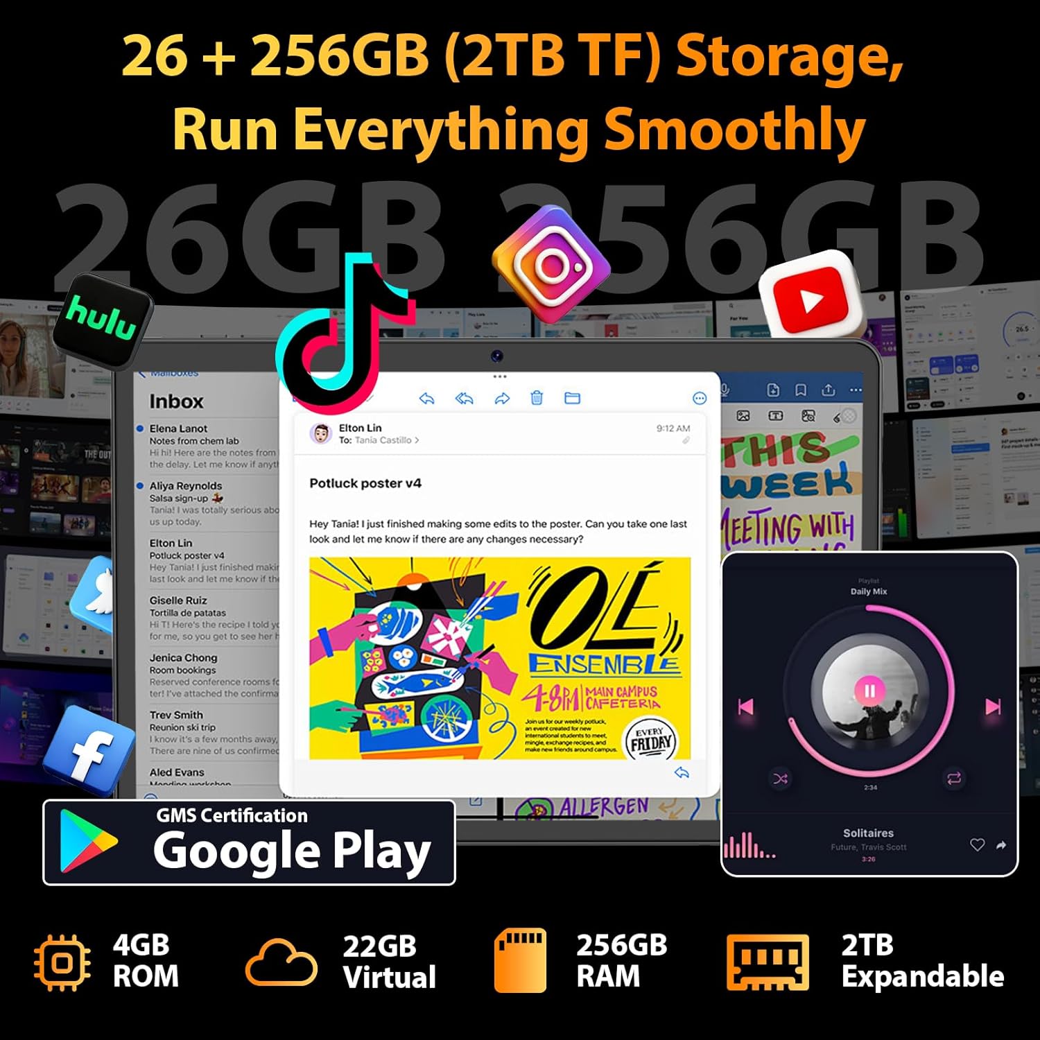 2026 Android Tablet with Keyboard, Upgraded Android 16 tablet with 26GB+256GB+2TB Expand, 10 inch Tablet PC with 8-Core, Gemini AI, WiFi, 8000mAh, GMS,GPS, 2-in-1 Tablet with Case,Mouse,Stylus(Silver)
