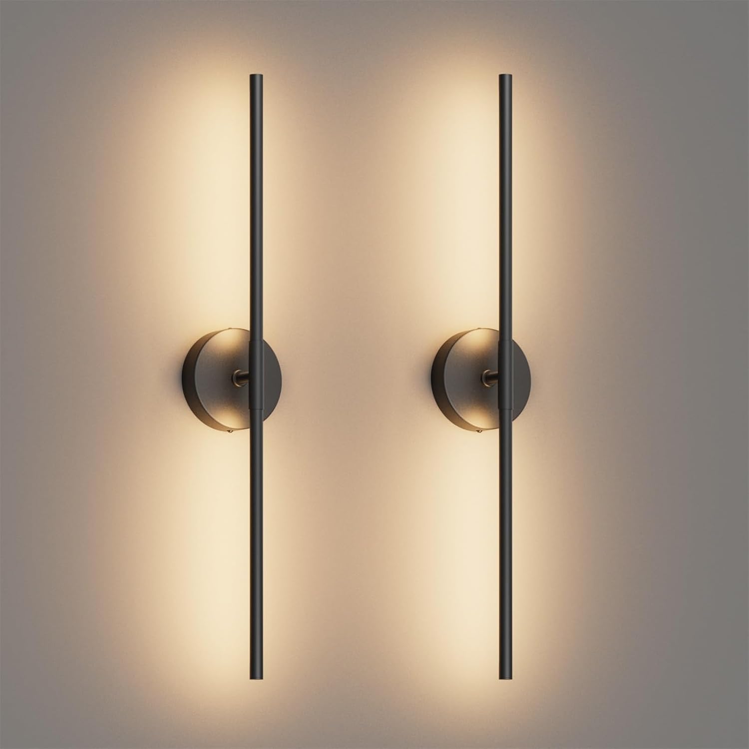 28In Black Wall Sconce Set of Two Hardwired 3000K LED Modern Wall Light Fixture 360° Rotatable for Living Room Hallway Bedroom(2 Pack)