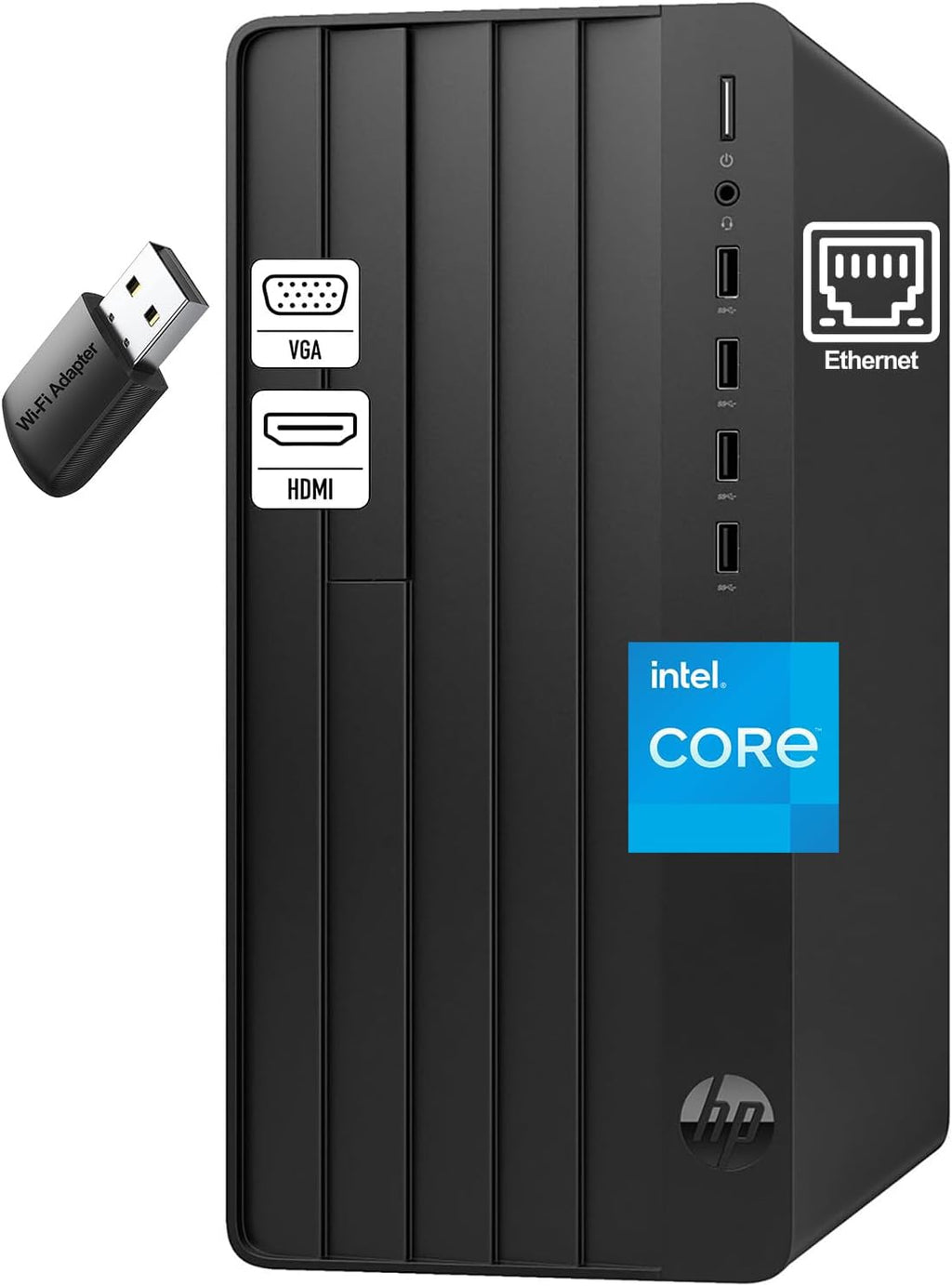 HP Desktop Computer 2026 Tower for Home Student & Business, 13th Gen Intel Quad-Core Processor, 8GB DDR4 RAM, 256GB PCIe SSD, WiFi Adapter, VGA, RJ-45, HDMI, Keyboard and Mouse, Windows 11 Home