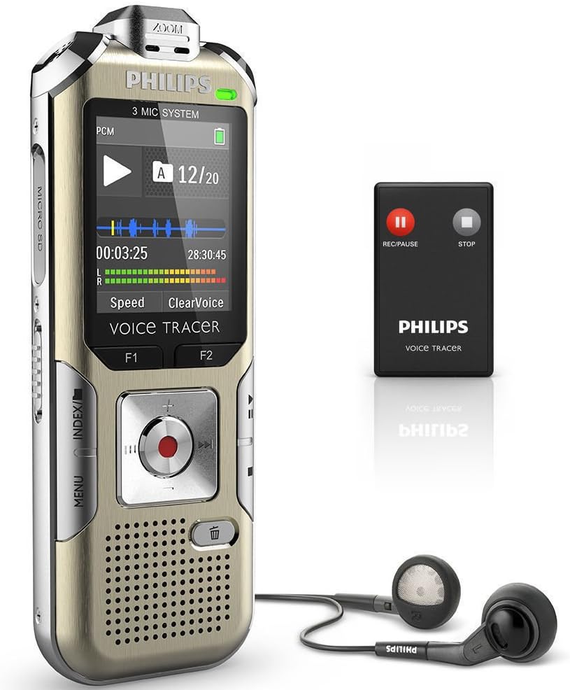 Philips Voice Tracer DCT6500 with 3 Mic High Fidelity Music Recording Including Wireless Remote