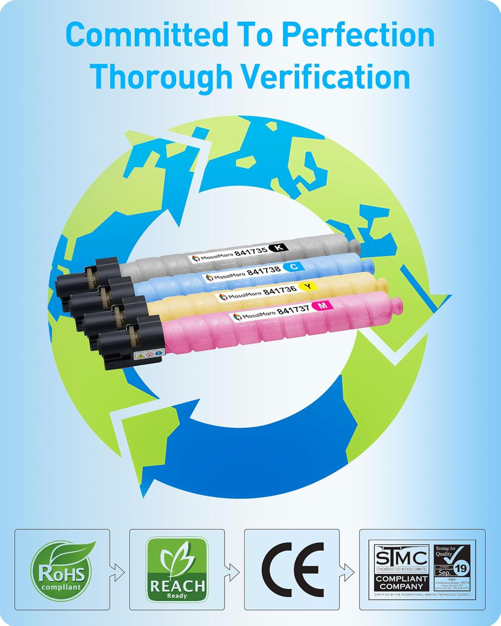 MasaiMara MP C3502 MP C3002 High Capacity Compatible Toner Cartridges Replacement for Ricoh Aficio Savin MP C3502 MP C3002 Color copiers Printer (Black, Cyan, Magenta, Yellow, 4 Pack)