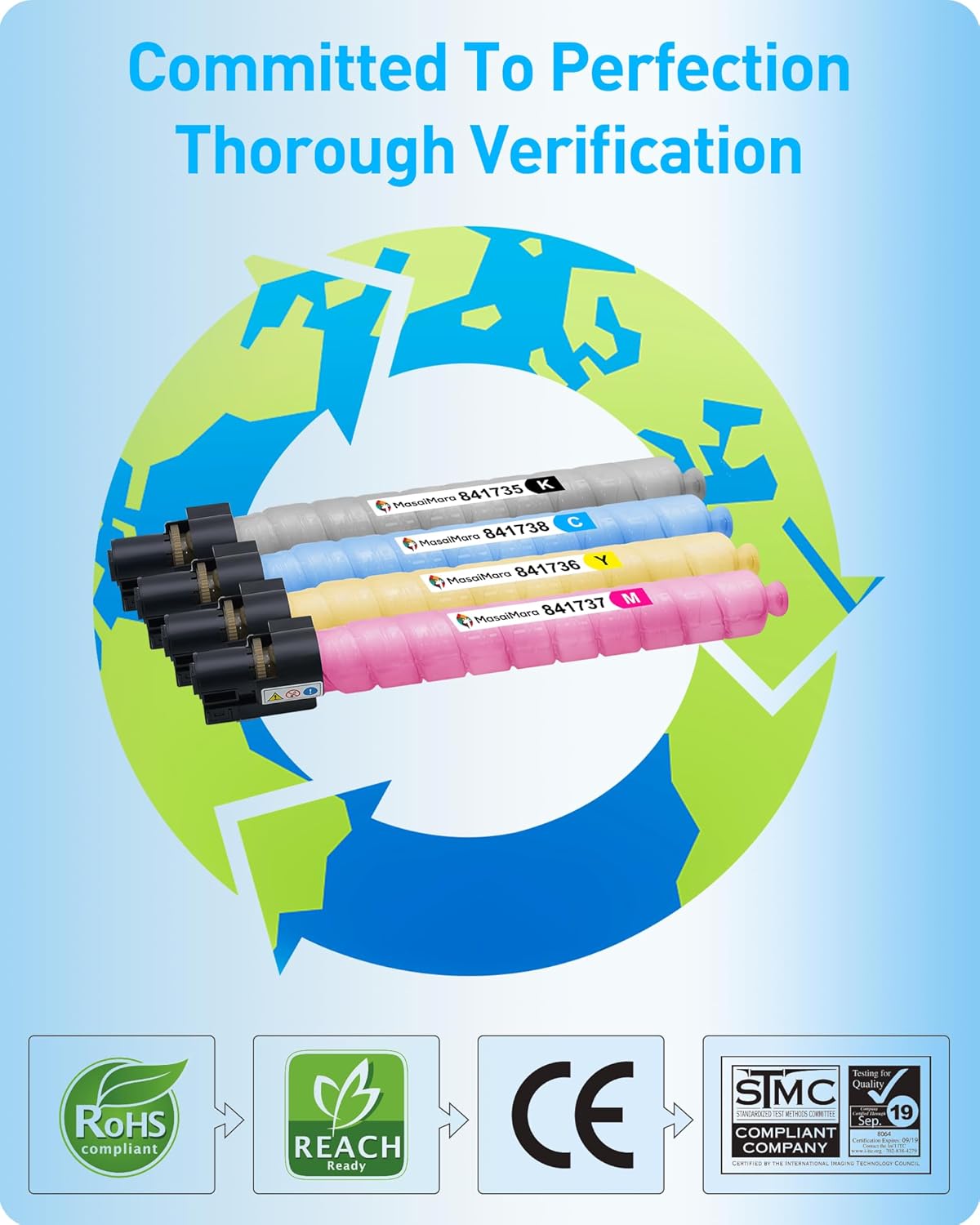 MasaiMara MP C3502 MP C3002 High Capacity Compatible Toner Cartridges Replacement for Ricoh Aficio Savin MP C3502 MP C3002 Color copiers Printer (Black, Cyan, Magenta, Yellow, 4 Pack)