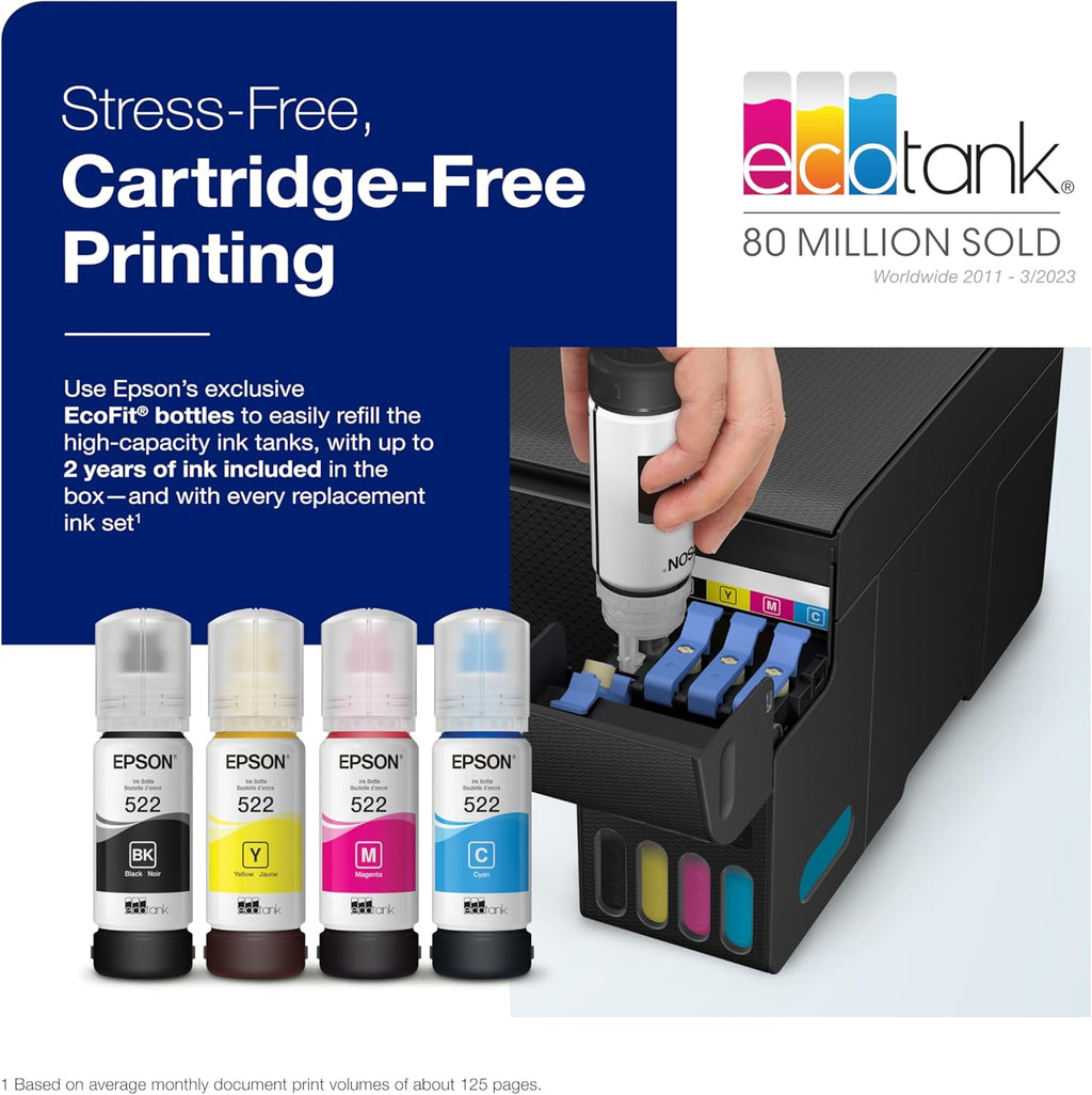Epson® EcoTank ET-2400 Wireless Inkjet All-In-One Cartridge-Free Supertank Color Printer