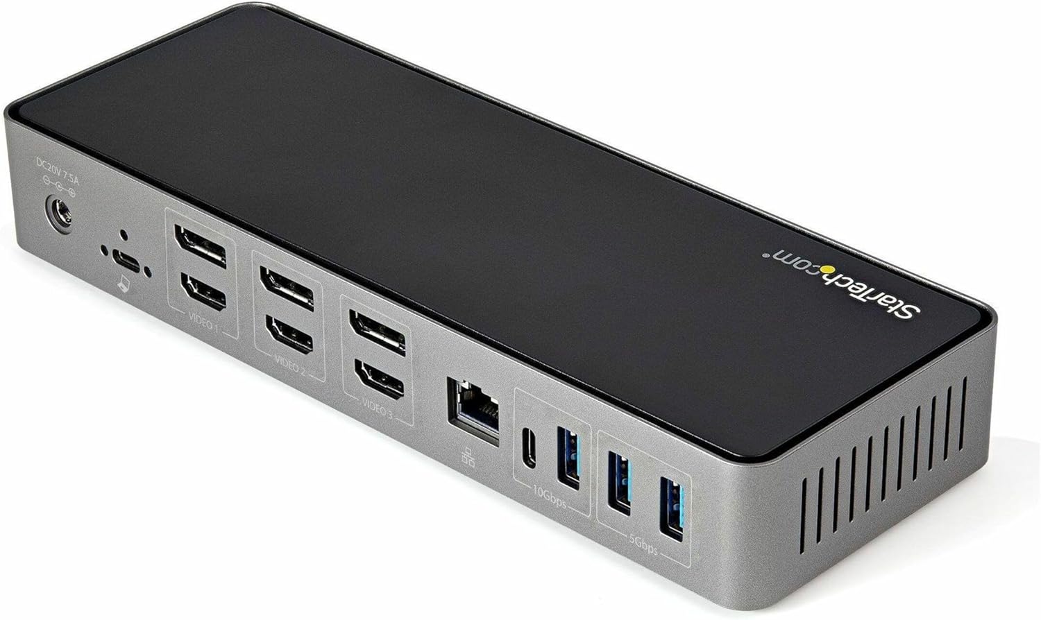 StarTech.com USB-C / USB-A Hybrid Docking Station for MacBook Pro / Air M1 M2 M3 M4 & Windows, Universal Triple 4K 60Hz HDMI DP Dock, Thunderbolt Compatible, 85W Laptop Charging - TAA, Black & Gray