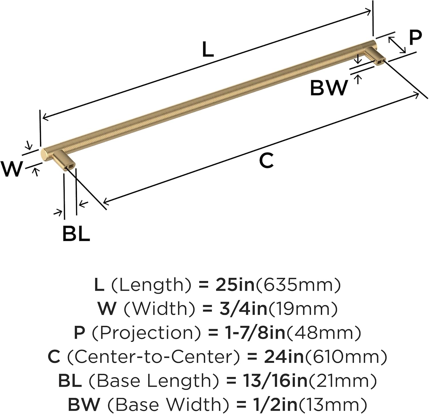 Amerock Bronx 24 inch (610mm) Center-to-Center Champagne Bronze Appliance Pull, BP54072CZ