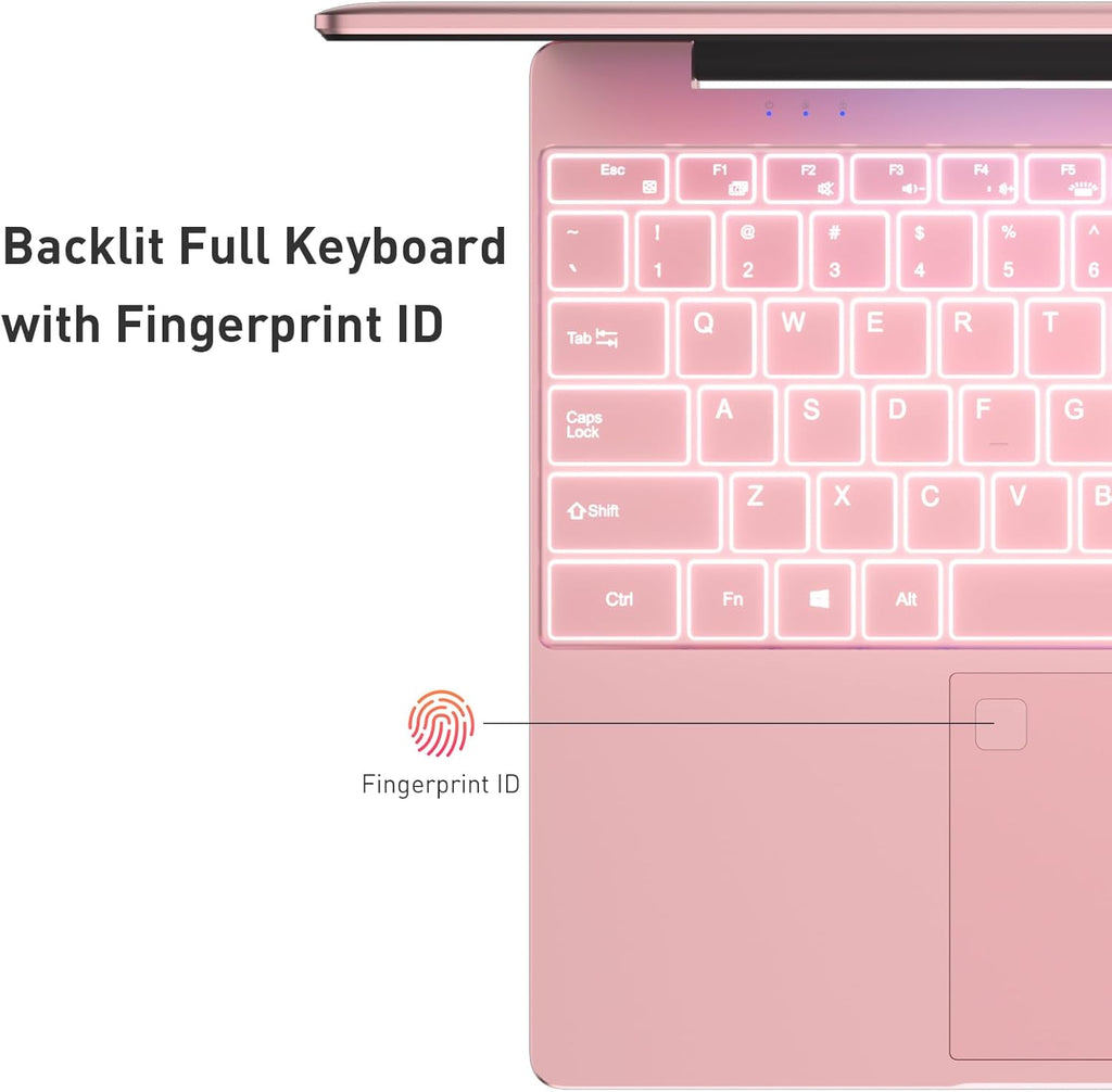 Auusda Business Laptop Computer for Work, Notebook PC for College Students, 15.6" FHD Display, 4-Core Processor, Backlit Keyboard, Fingerprint ID, Up to 10TB Storage, 32GB DDR4 RAM, 1TB NVMe, Pink