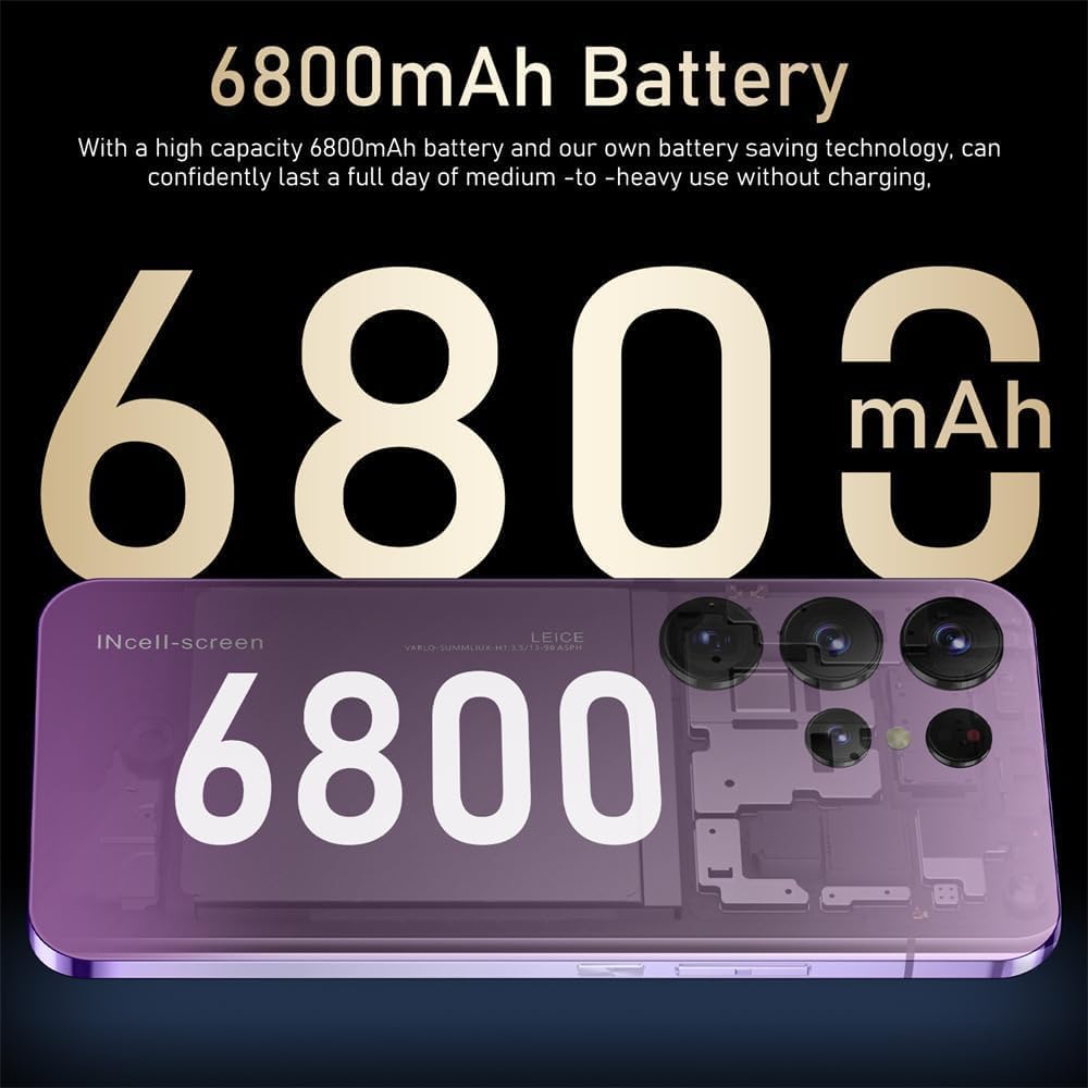 C24 Unlocked Phone,6.3-inch Screen .Android 14 Smartphone,4+128GB Cell Phone,6800mAh Large Battery,90Hz FHD+ Screen 72MP Camera Smartphone,Dual SIM 5G Phone,Face ID/GPS.(Gray)