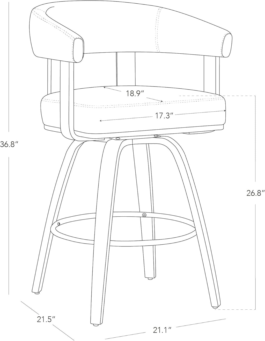 CHITA Swivel Counter Height Barstools Set of 2, FSC Certified Faux Leather Upholstered Bar Stools with Back and Armrest for Kitchen Island Home Bar, 27" Seat Height, Camel with Walnut Frame