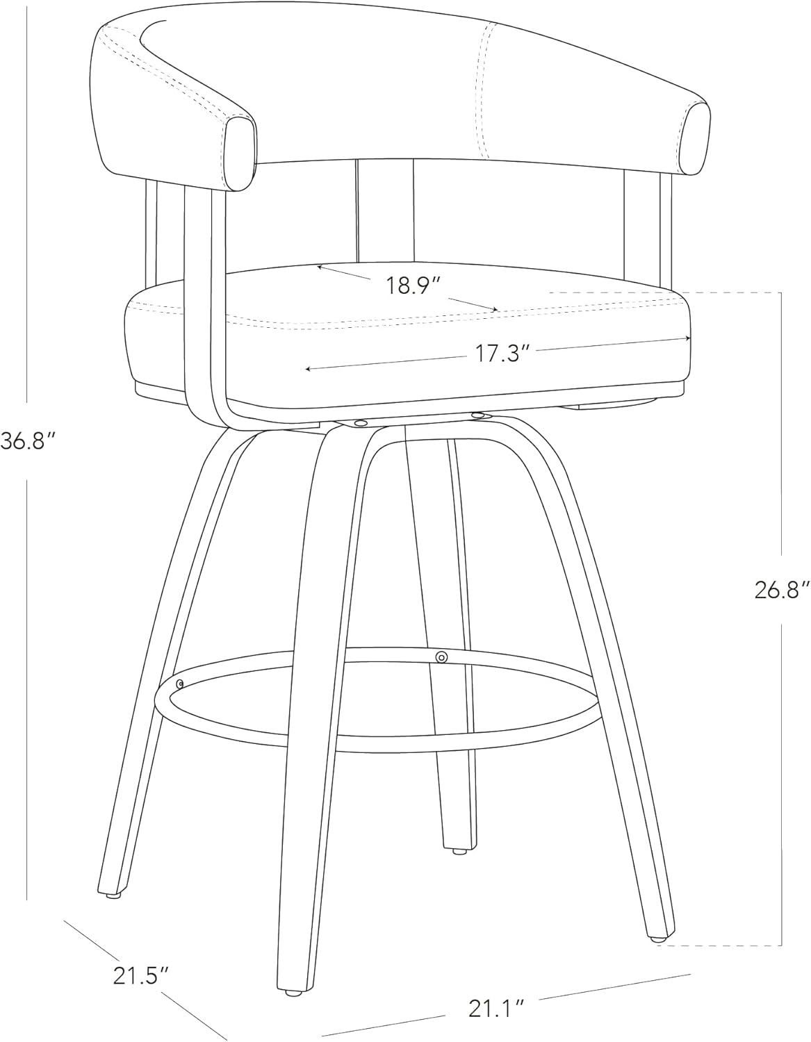 CHITA Swivel Counter Height Barstools Set of 2, FSC Certified Faux Leather Upholstered Bar Stools with Back and Armrest for Kitchen Island Home Bar, 27" Seat Height, Camel with Walnut Frame