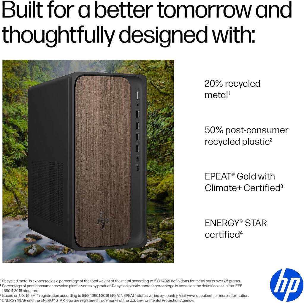 HP OmniDesk Desktop PC, Intel Core Ultra 5 225, 16 GB RAM, 512 GB SSD, Intel Graphics, Windows 11 Home, Microsoft Copilot, Dark Wood, M03-0010 (2025)