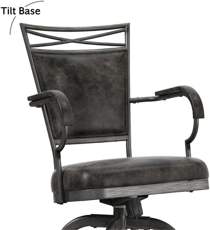 Hillsdale Bridgetown Metal Bar Height Swivel Stool, Pewter