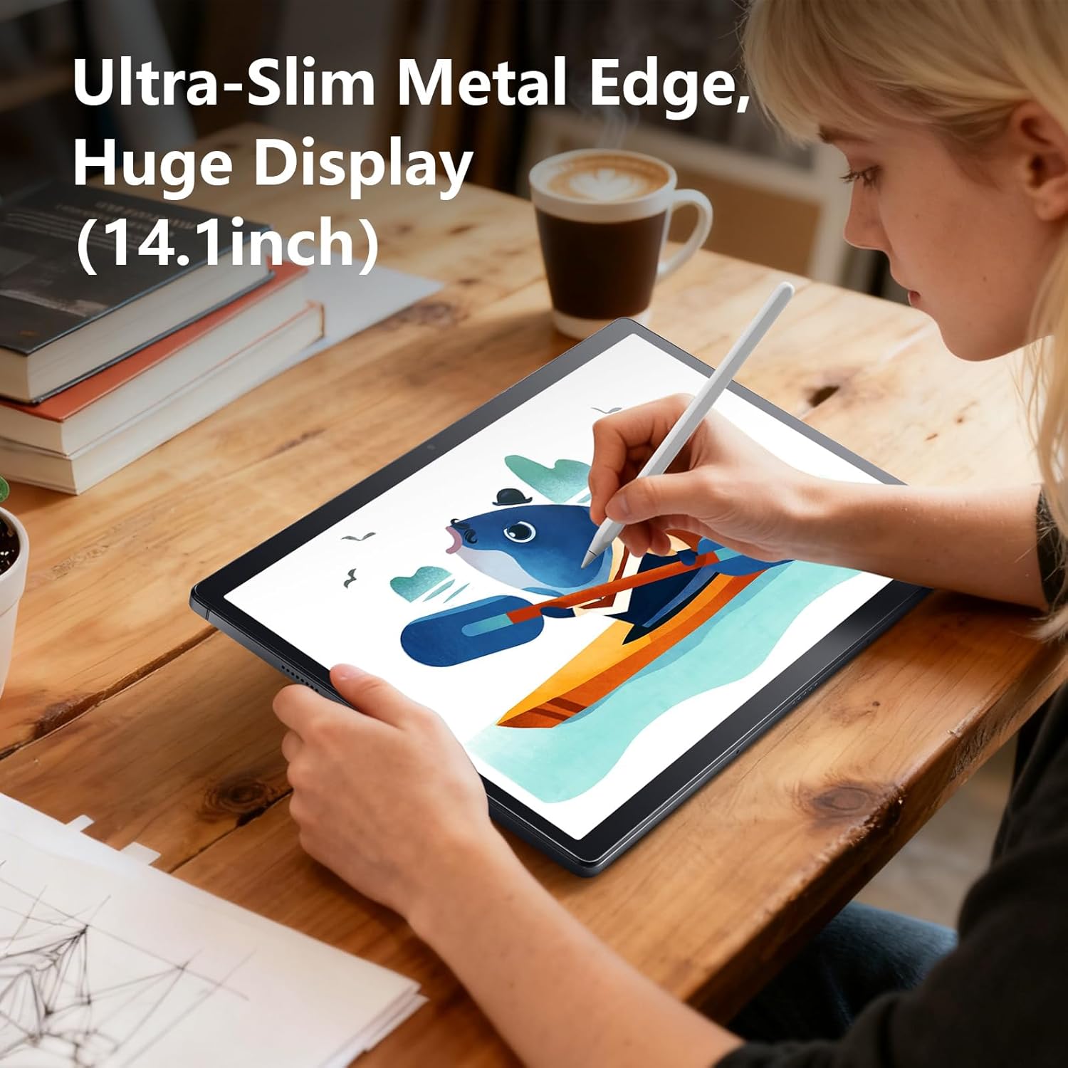 RubensTab T14 Drawing Tablet No Computer Needed,14.1 inch FHD Display,standalone,Octa-Core CPU,Pre-Installed Drawing Apps & Tutorials,More Bonus Items for Beginners, Artists, Students