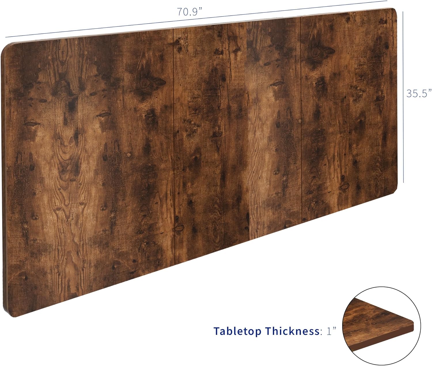 VIVO Universal 71 x 36 inch Table Top for Standard and Sit to Stand Height Adjustable Home and Office Desk Frames, Rustic Vintage Brown Extra-Wide Desktop, DESK-TOP72-36N