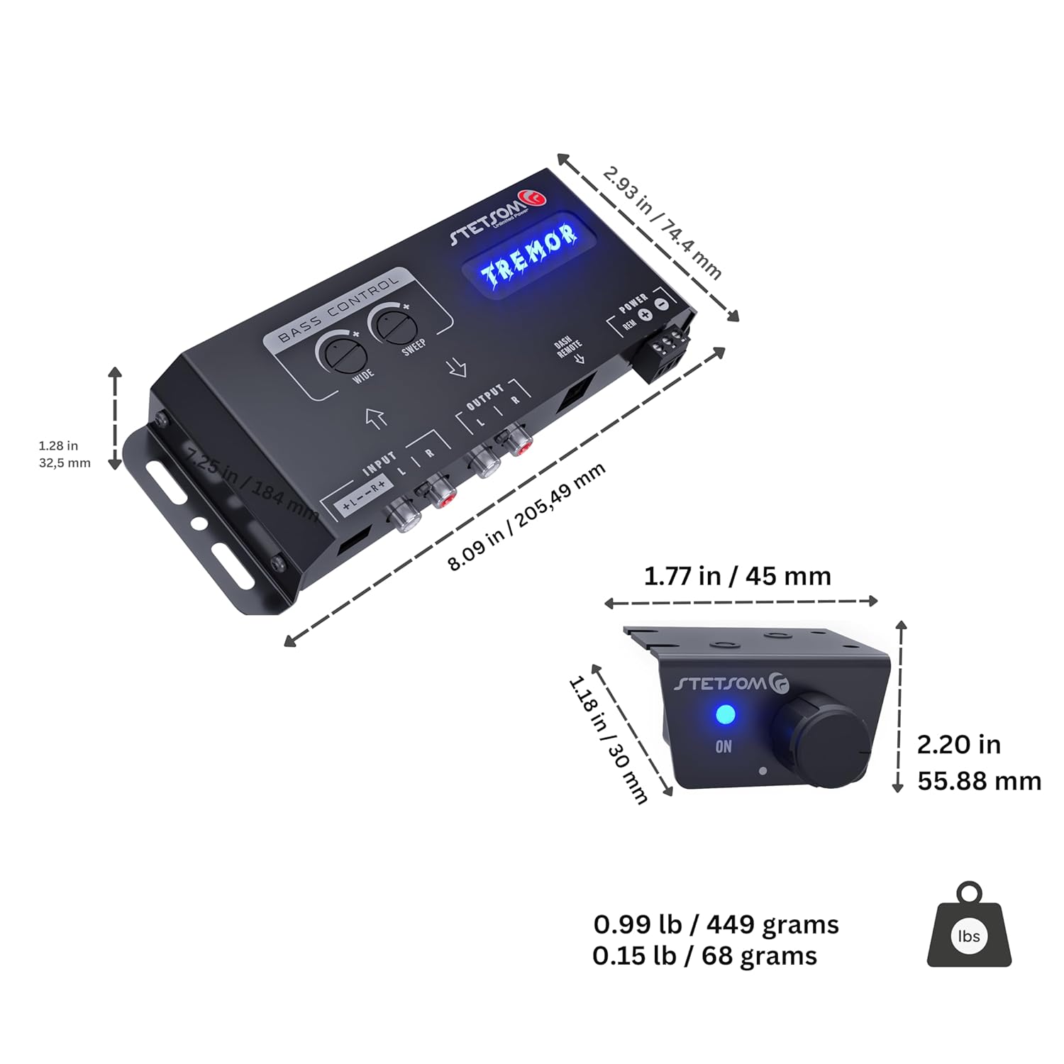 Stetsom Tremor Bass Restoration Processor, Car Audio Bass Booster Expander with Remote (Mexico Sticker Free)