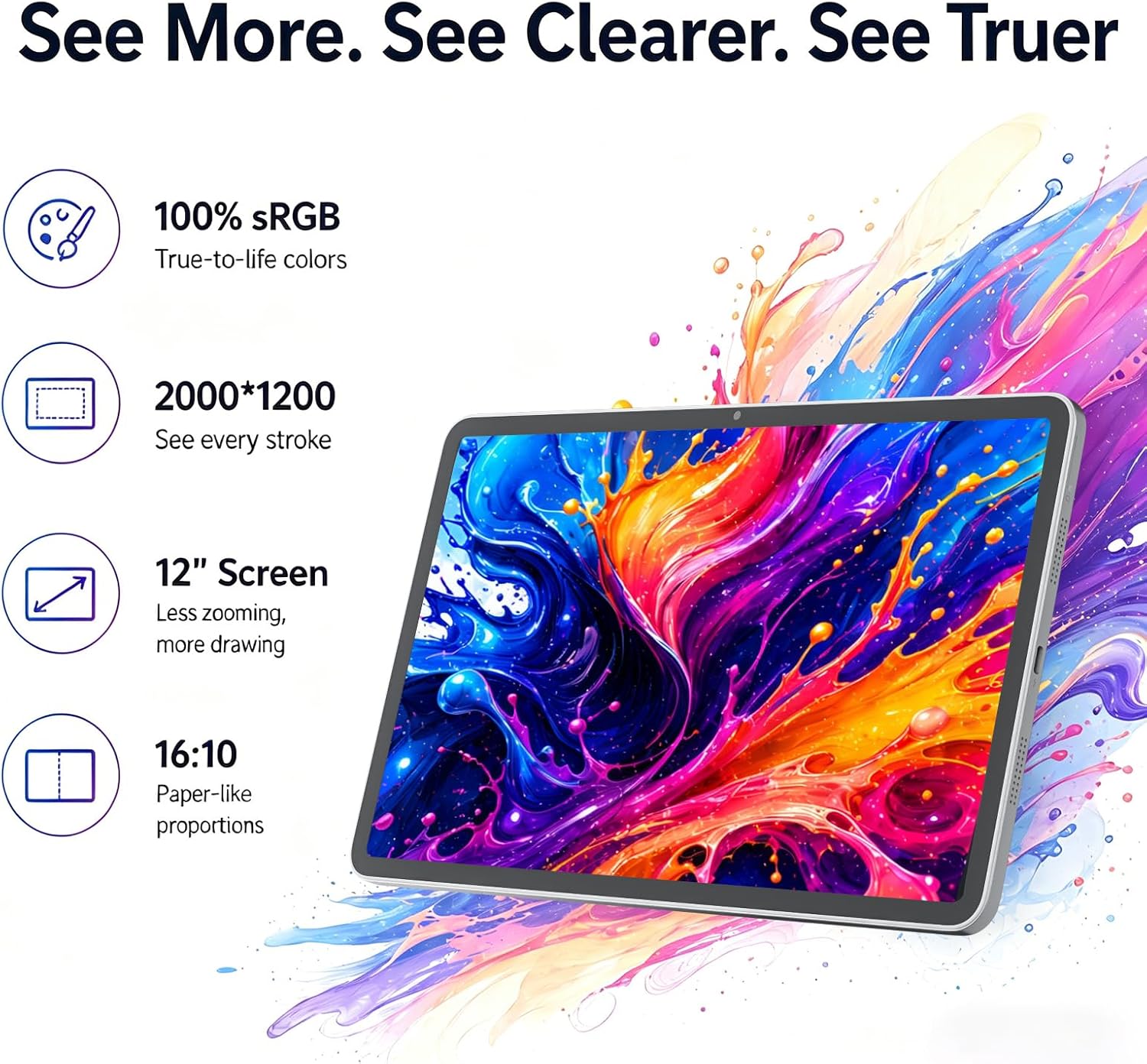12-Inch Standalone Drawing Tablet No Computer Needed: 4096-Level Stylus Digital Art Tablet with Anti-Glare Screen, 16GB RAM, 256GB Storage, 8000mAh, Android 15 – for Beginners, Artists, Students