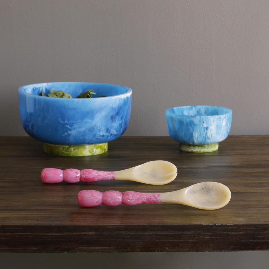 Beatriz Ball RESIN Rio Bubble Salad Servers (Red) – Hand-Poured, Stylish, Lightweight & One-of-a-Kind Artisanal Serveware