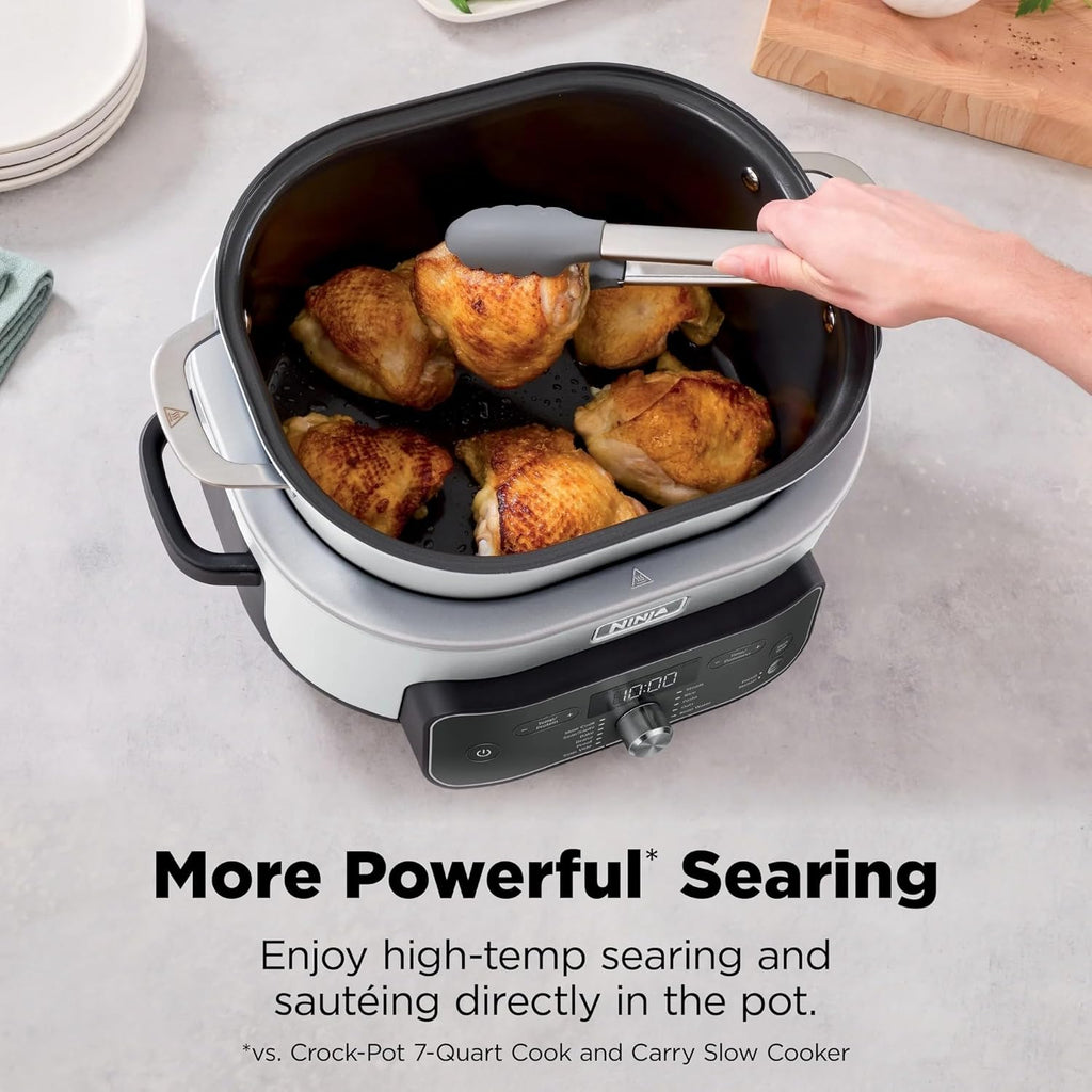Ninja Foodi PossibleCooker PRO Plus with 11-in-1 Smart Cook System, Thermal Surround Technology, Powerful 1400-Watt Base, Oven safe up to 500º F - White (Renewed)