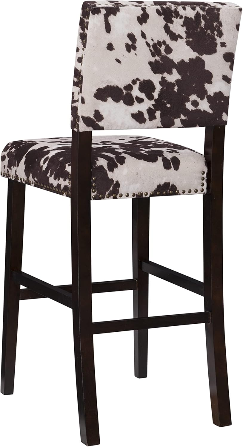 Linon Udder Madness Corey Bar Stool, 19"W x 22.5"D x 44.75"H, Brown