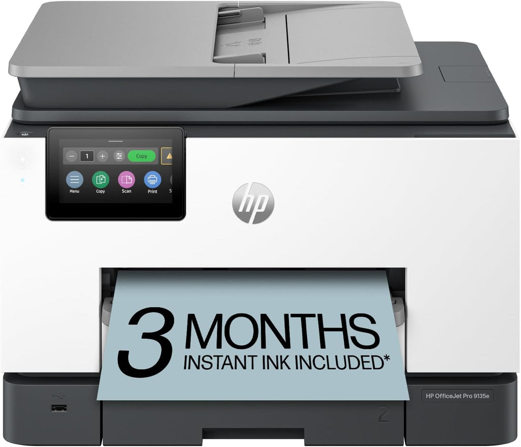 HP OfficeJet Pro 9135e Wireless All-in-One Color Inkjet Printer, Print, scan, copy, fax, ADF, Duplex printing best-for-office, 3 month Instant Ink trial included, AI-enabled (404M0A)