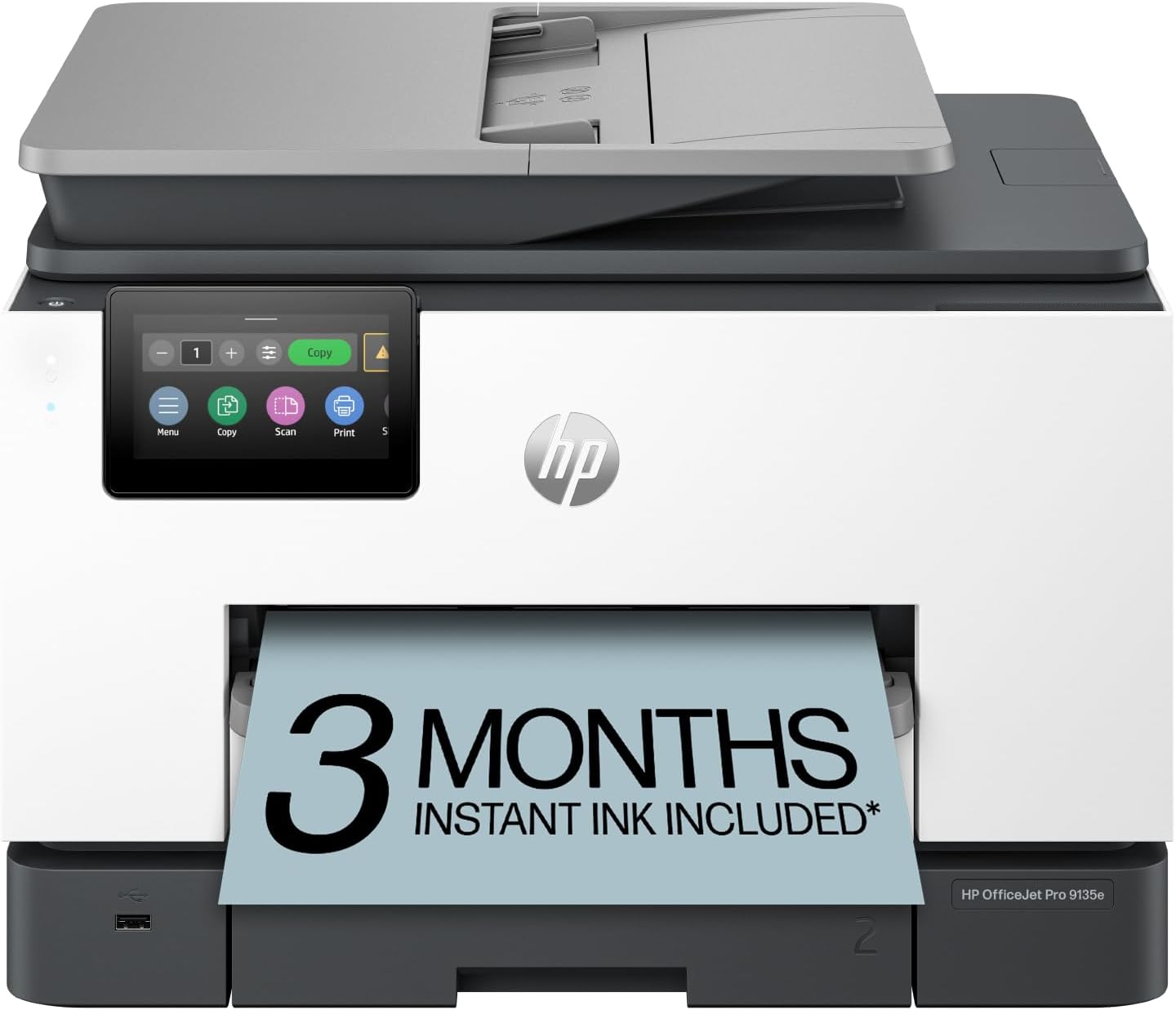 HP OfficeJet Pro 9135e Wireless All-in-One Color Inkjet Printer, Print, scan, copy, fax, ADF, Duplex printing best-for-office, 3 month Instant Ink trial included, AI-enabled (404M0A)