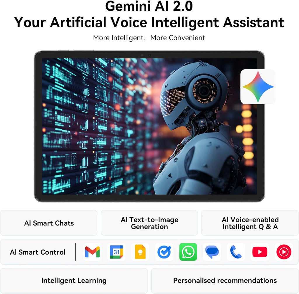 Tablet 11 Inch, Android 16 Tablet with Gemini AI, 24(6+128) GB RAM 128GB ROM Computer Tablets, Octa-Core Android Tablet with 8000mAh Battery for Work, Study, Travel & Gaming (Gray)