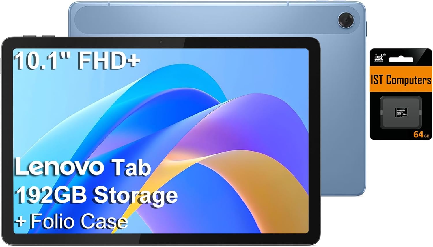 Lenovo Tab M10 10.1" Idea Android Tablet, 192GB Storage (128GB eMMC+64GB SD Card), FHD+ (1920x1200), 8-Core MediaTek, Ultra-Light Design for Kids, Student, Gaming, Long Battery Life, 8MP+5MP Camera