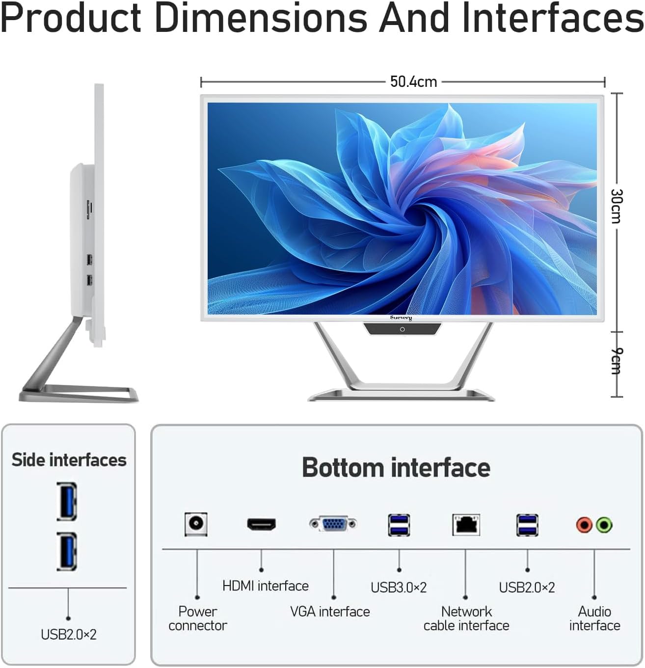 suevery All-in-One PC 21.5 AIO Desktop Computer Core I5, 256G SSD 16G RAM, Wi-Fi6, 1080P Gaming All in One 22" FHD Business Display for Home Office with Keyboard & Mouse (GB, 256)