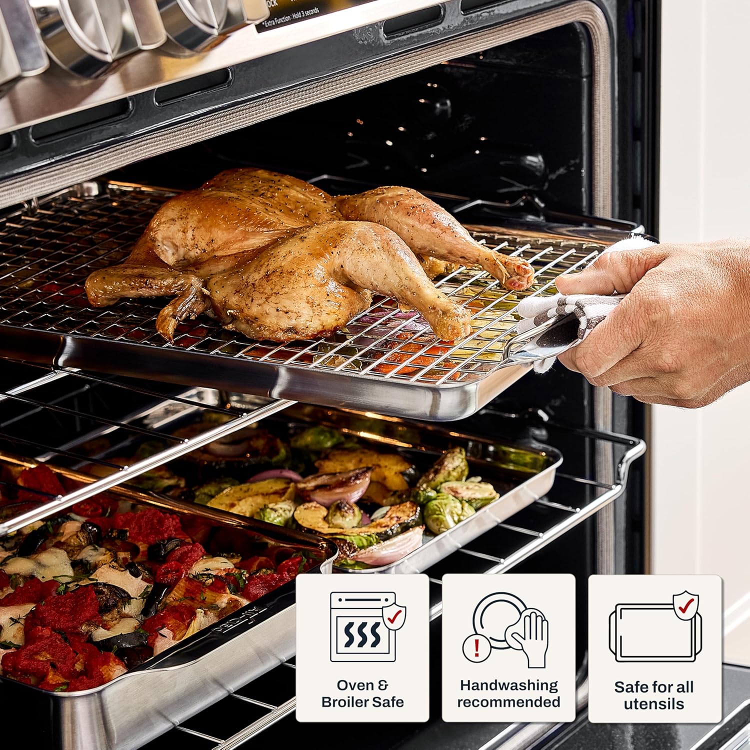 All-Clad Stainless Steel Baking Half Sheet Pan 11.5" x 17" - Tri-ply Bonded for Consistent Baking- (Roast, Bake Cookies, Brownies and More) Professional Stainless Steel Bakeware