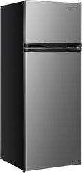 West Bend Apartment Refrigerator Freestanding Reversible Dual Doors Full Fridge with Freezer, Full-Range Temperature Control with Adjustable and Removable Door Bins and Shelves, 7.5-Cu.Ft, Metallic