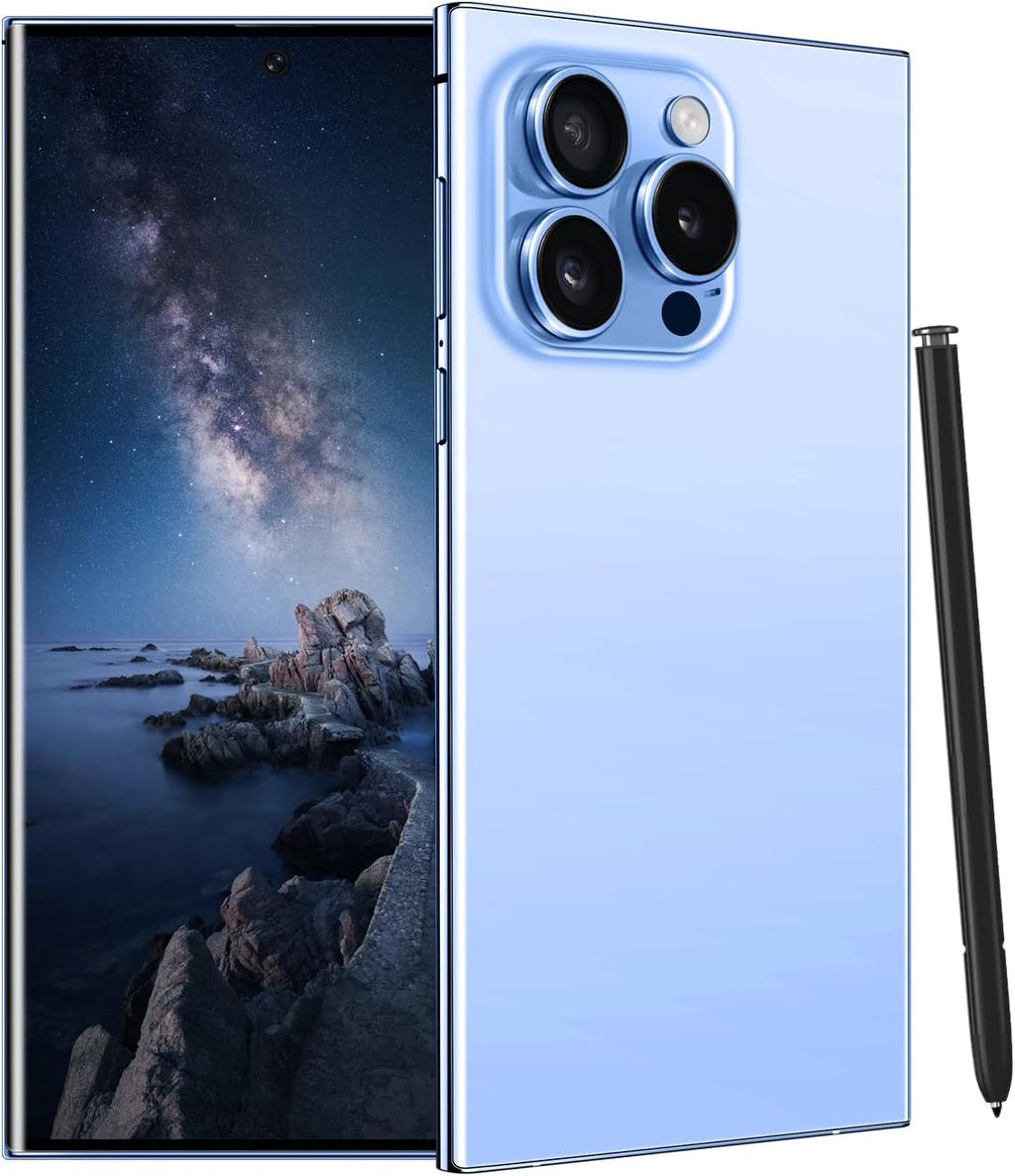 Unlocked Cell Phones Smartphones 5G Phone Android 13 Mobile Phones 8GB+256GB/7 Display/48MP+108MP Camera/6800 mAh/Dual SIM/Build-in Pen (Light Blue)