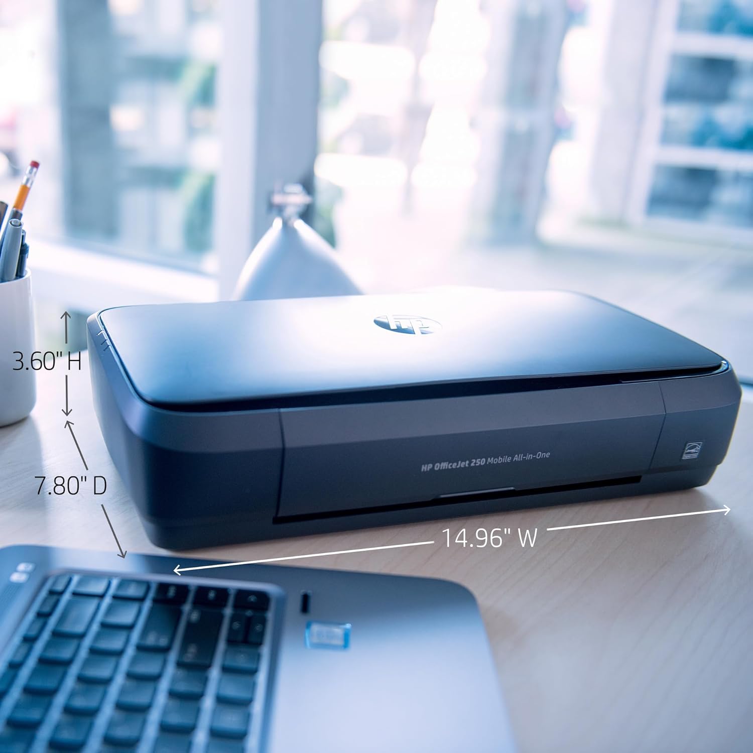HP OfficeJet 250 Wireless Mobile Printer, Scanner, Copier - Black, Battery Included (CZ992A)