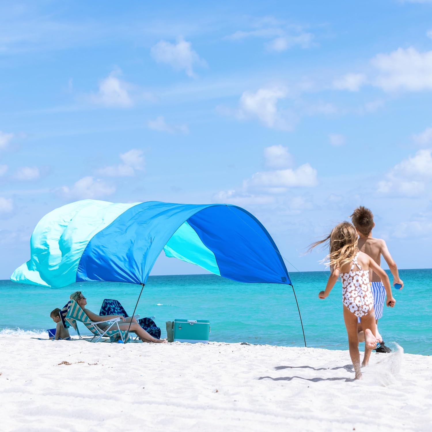 Shibumi Shade 3.0 Version | Wind-Powered Beach Tent Shade Canopy | Sets Up in 3 Mins | 150 Sq. Ft. of Shade for up to 8 People | Includes Wind Assist | UPF 50+ Sun Protection